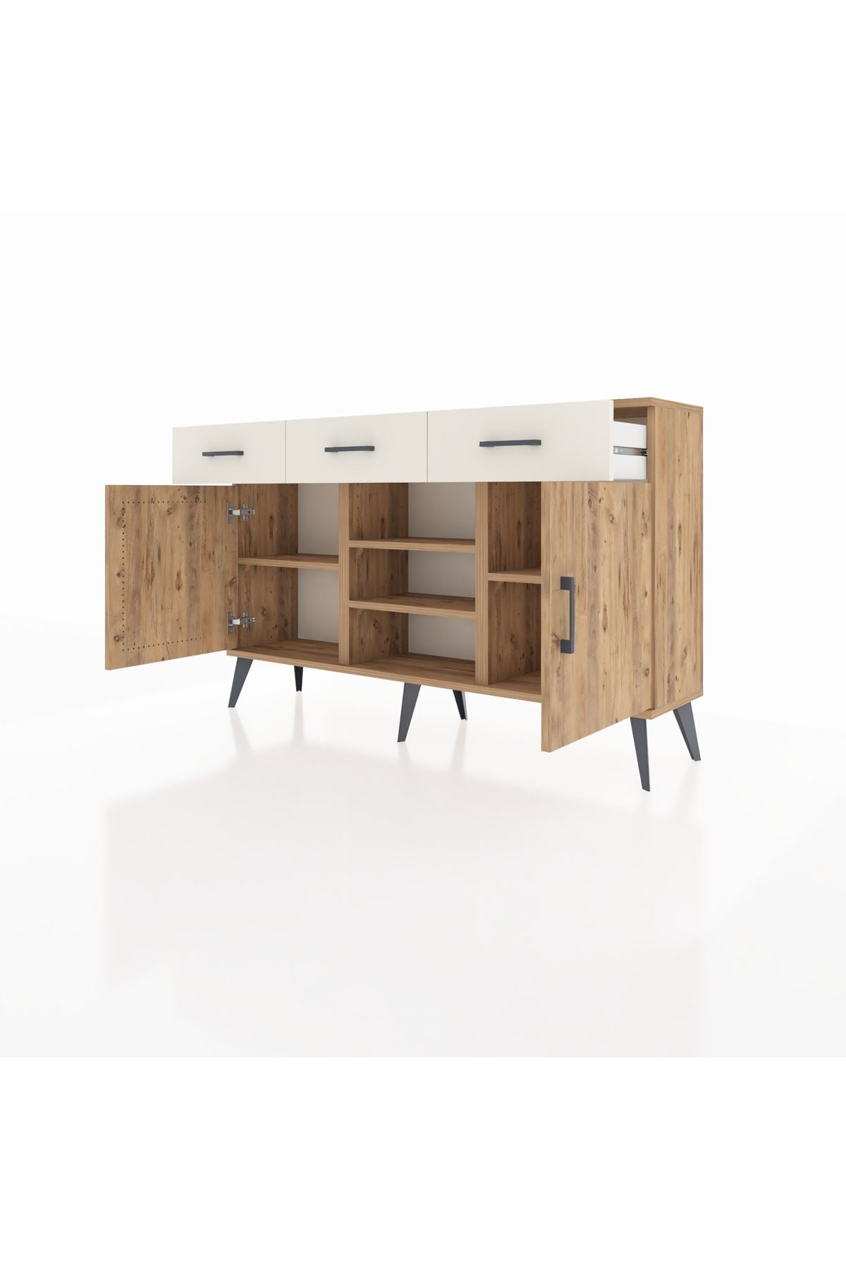 Arges Konsol 4 Raflı 3 Çekmeceli 2 Kapaklı 132x30x83 - S144M021V19A