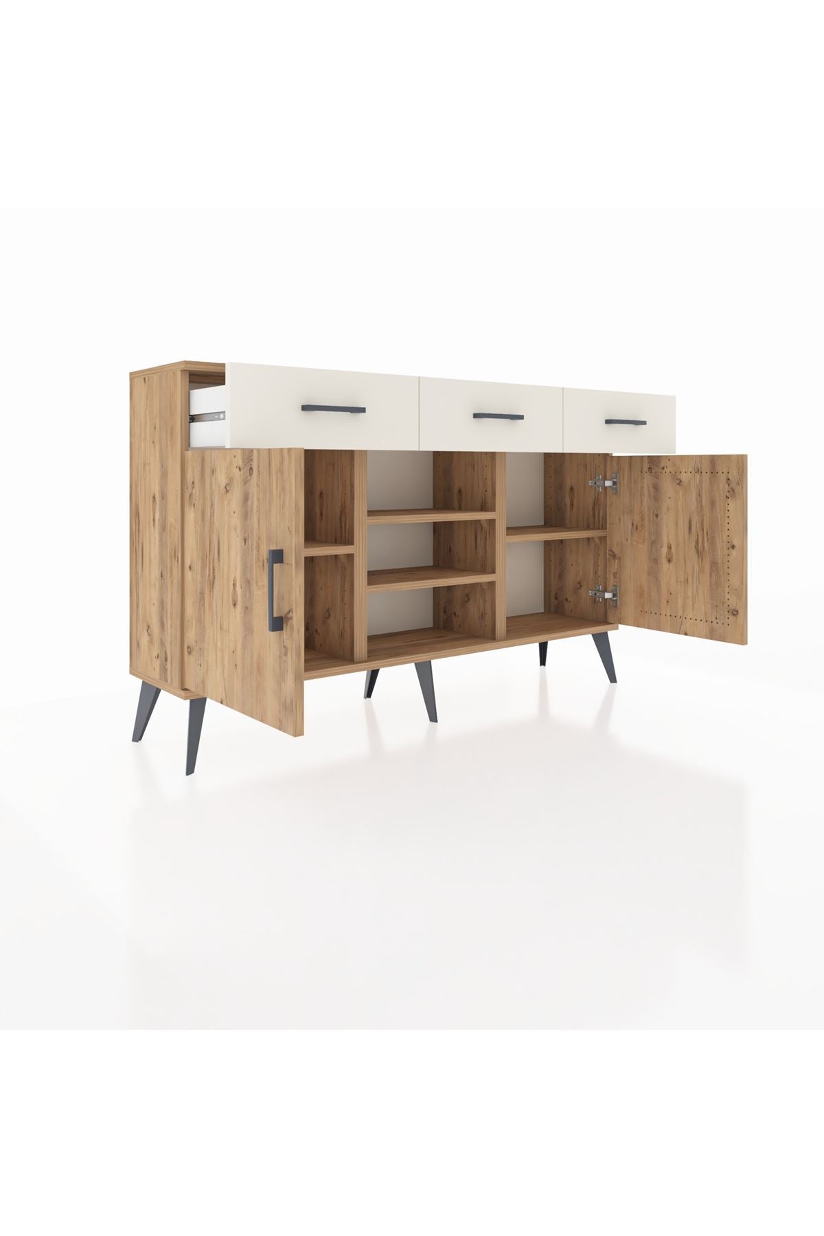 Arges Konsol 4 Raflı 3 Çekmeceli 2 Kapaklı 132x30x83 - S144M021V19A
