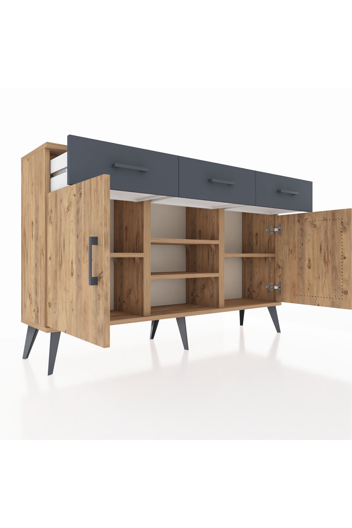 Arges Konsol 4 Raflı 3 Çekmeceli 2 Kapaklı 132x30x83 - S144M021V20A