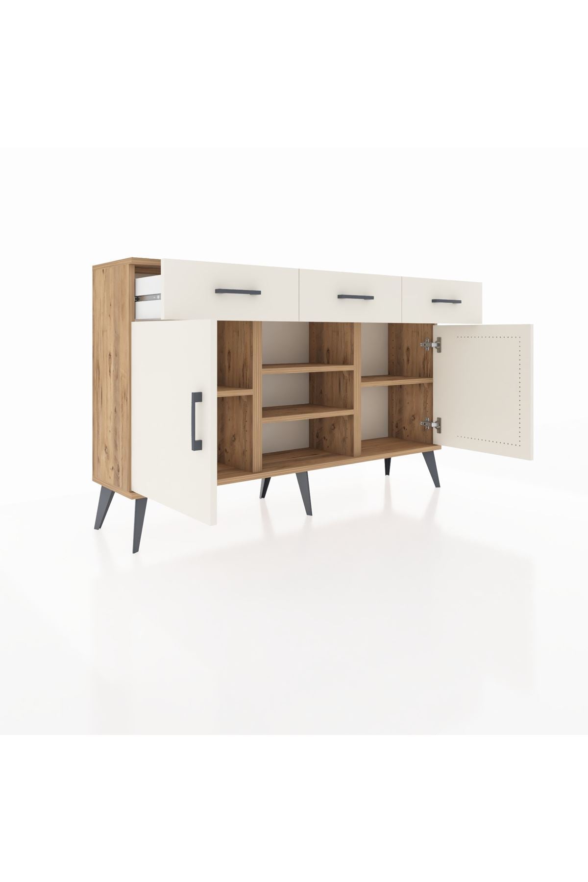 Arges Konsol 4 Raflı 3 Çekmeceli 2 Kapaklı 132x30x83 - S144M021V22A