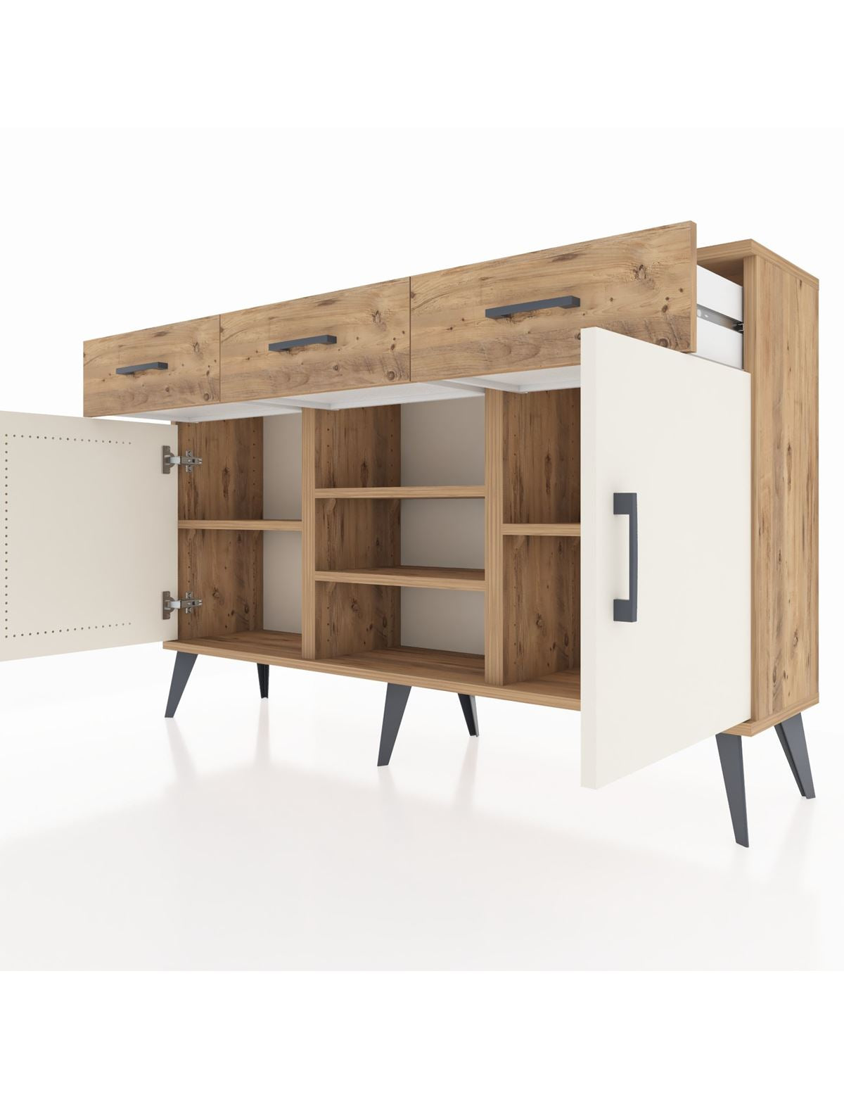 Arges Konsol 4 Raflı 3 Çekmeceli 2 Kapaklı 132x30x83 - S144M021V24A