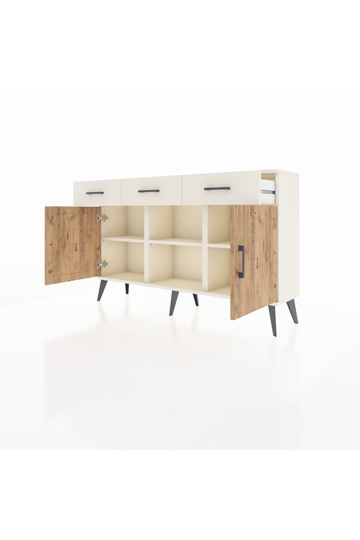 Arges Konsol 3 Raflı 3 Çekmeceli 3 Kapaklı 132x30x83 - S144M022V01A