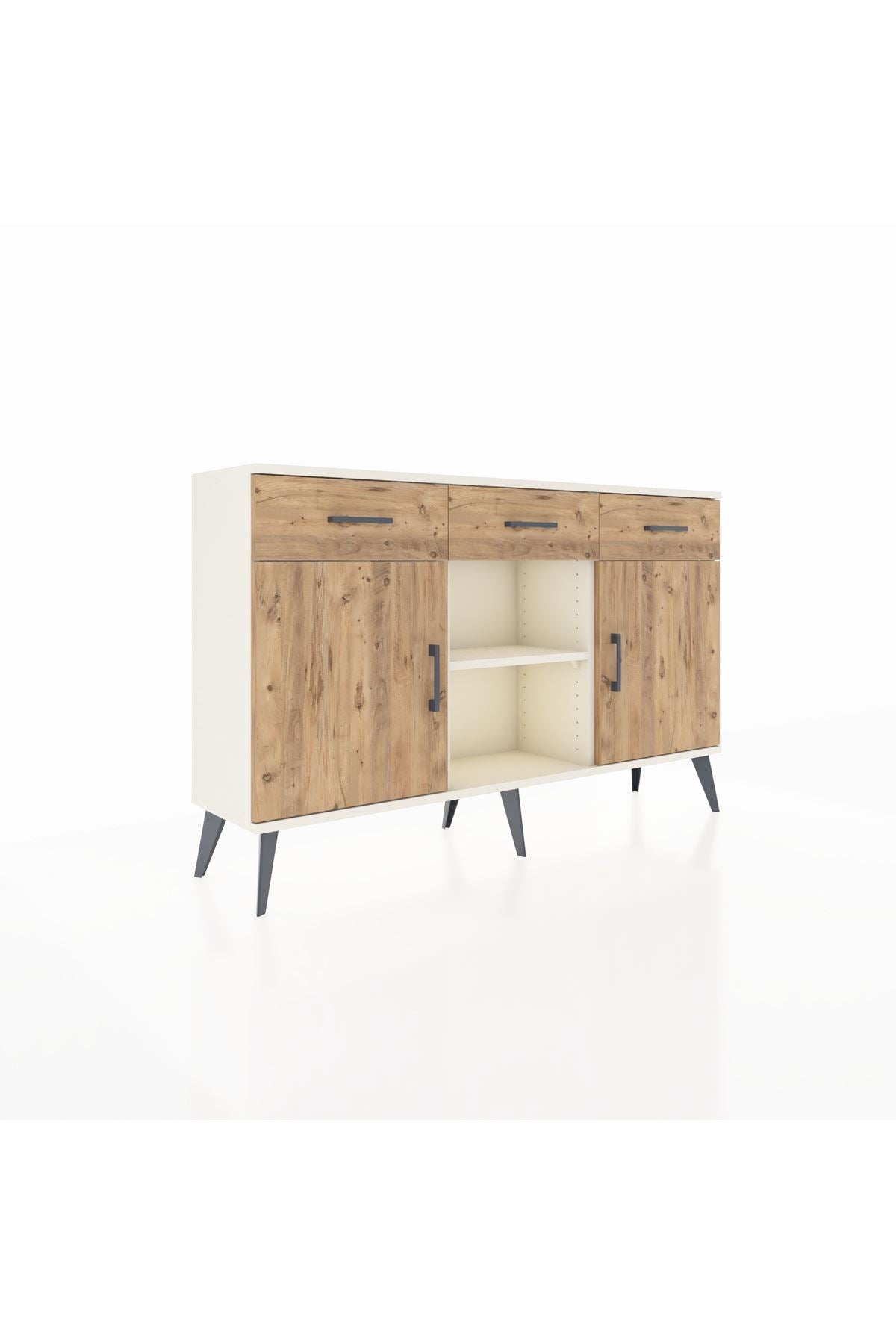 Arges Konsol 3 Raflı 3 Çekmeceli 3 Kapaklı 132x30x83 - S144M022V03A