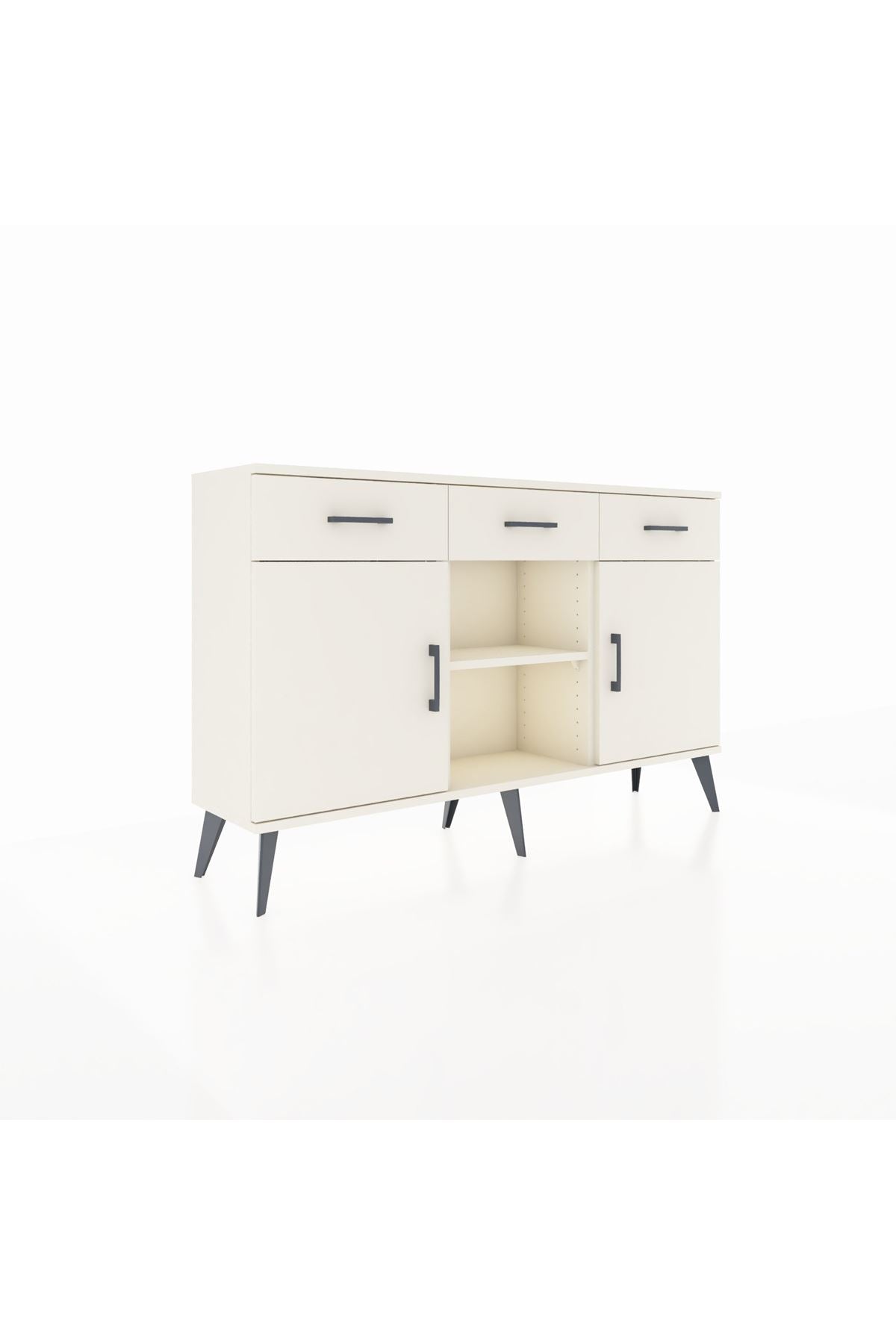 Arges Konsol 3 Raflı 3 Çekmeceli 3 Kapaklı 132x30x83 - S144M022V04A