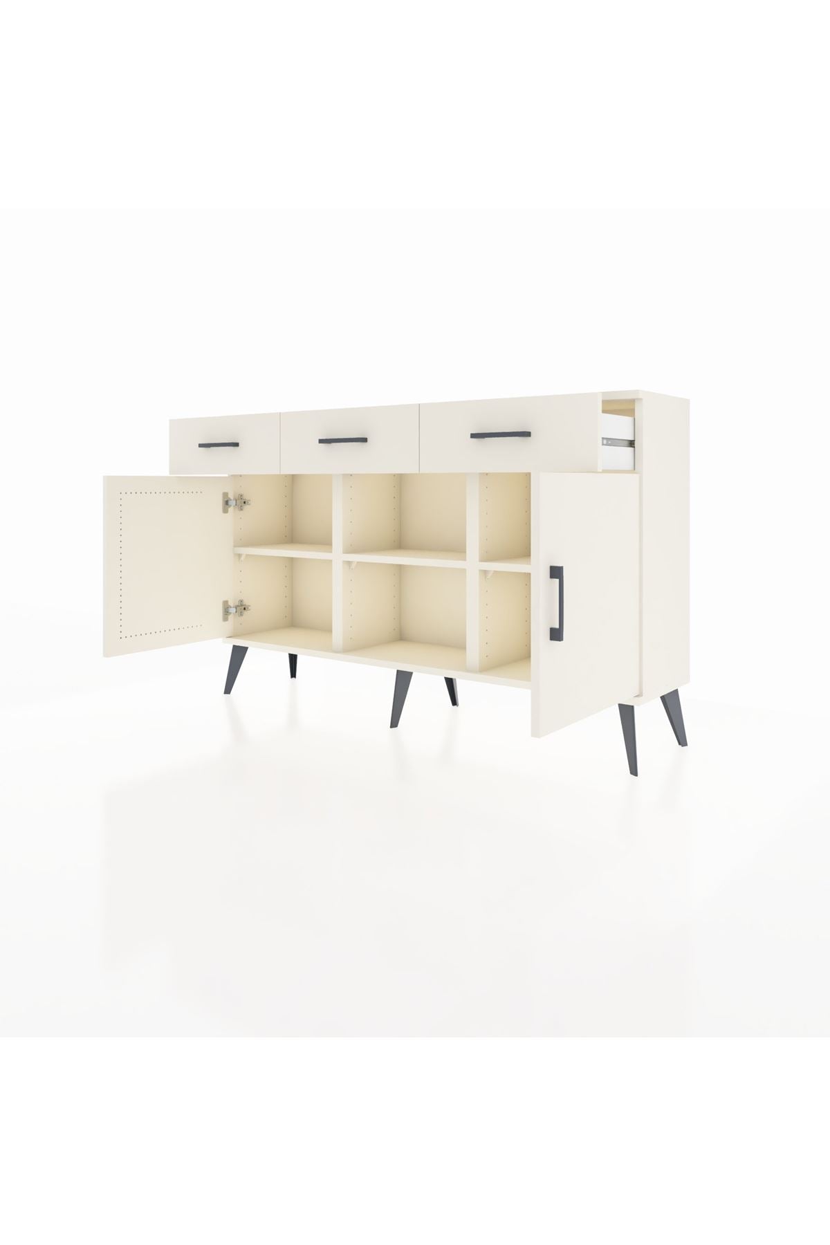 Arges Konsol 3 Raflı 3 Çekmeceli 3 Kapaklı 132x30x83 - S144M022V04A