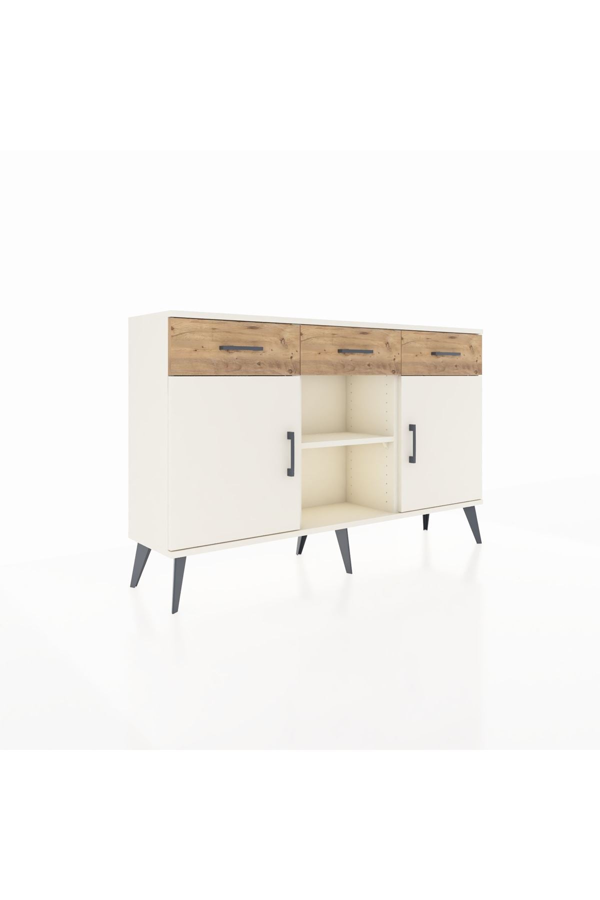 Arges Konsol 3 Raflı 3 Çekmeceli 3 Kapaklı 132x30x83 - S144M022V06A