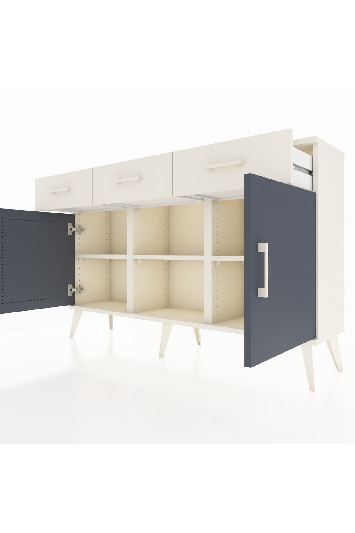 Arges Konsol 3 Raflı 3 Çekmeceli 3 Kapaklı 132x30x83 - S144M022V07A