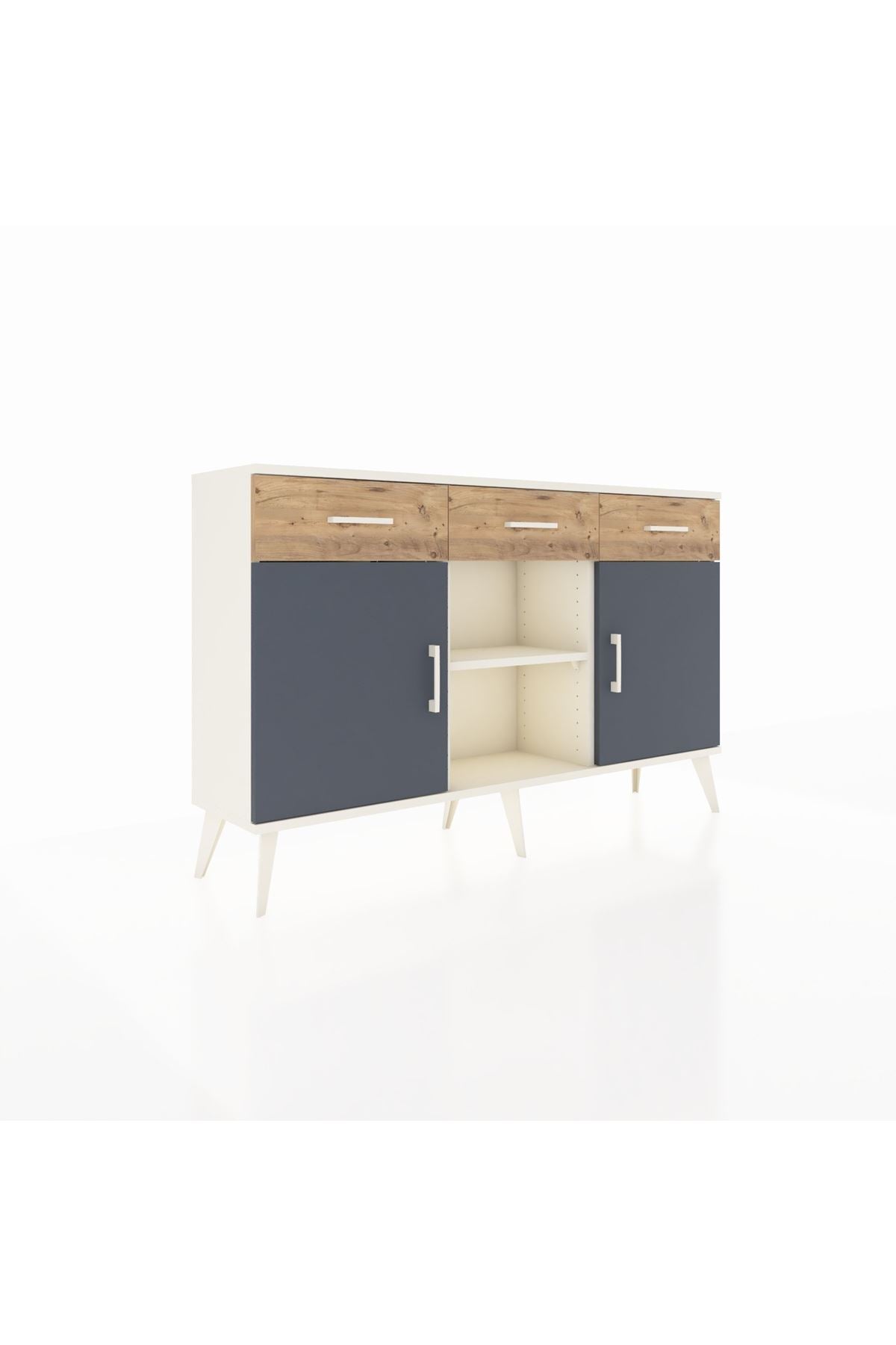 Arges Konsol 3 Raflı 3 Çekmeceli 3 Kapaklı 132x30x83 - S144M022V09A
