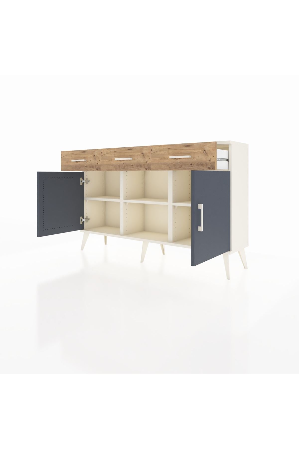 Arges Konsol 3 Raflı 3 Çekmeceli 3 Kapaklı 132x30x83 - S144M022V09A