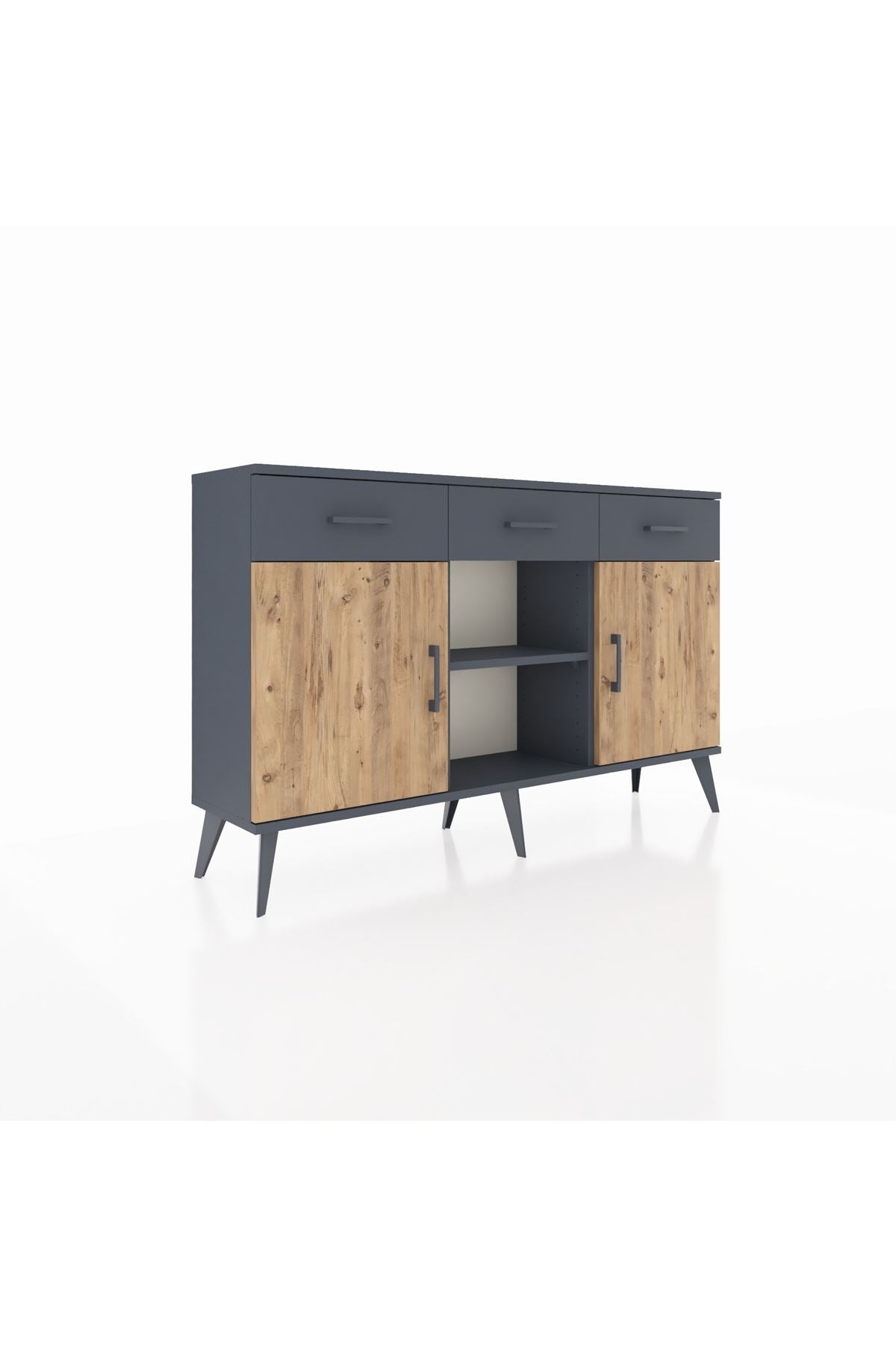Arges Konsol 3 Raflı 3 Çekmeceli 3 Kapaklı 132x30x83 - S144M022V11A