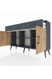 Arges Konsol 3 Raflı 3 Çekmeceli 3 Kapaklı 132x30x83 - S144M022V11A