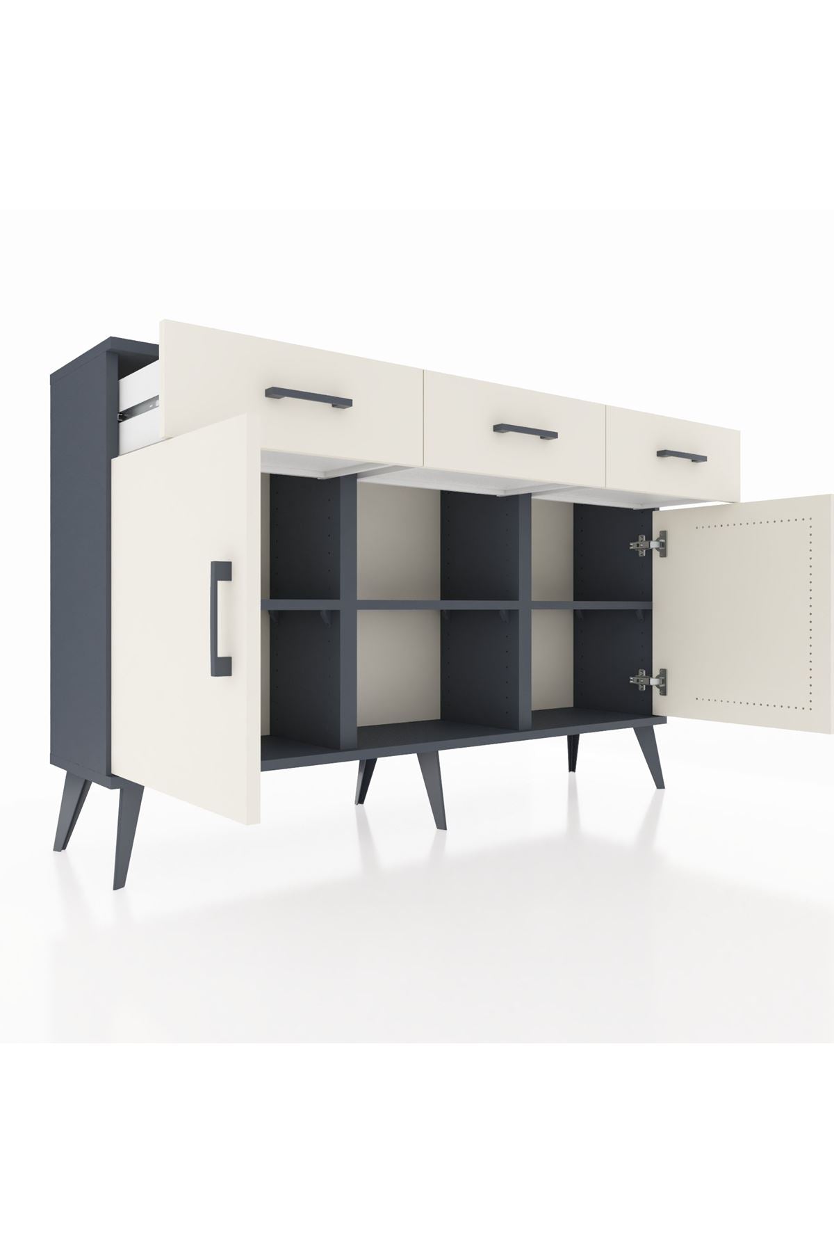 Arges Konsol 3 Raflı 3 Çekmeceli 3 Kapaklı 132x30x83 - S144M022V13A