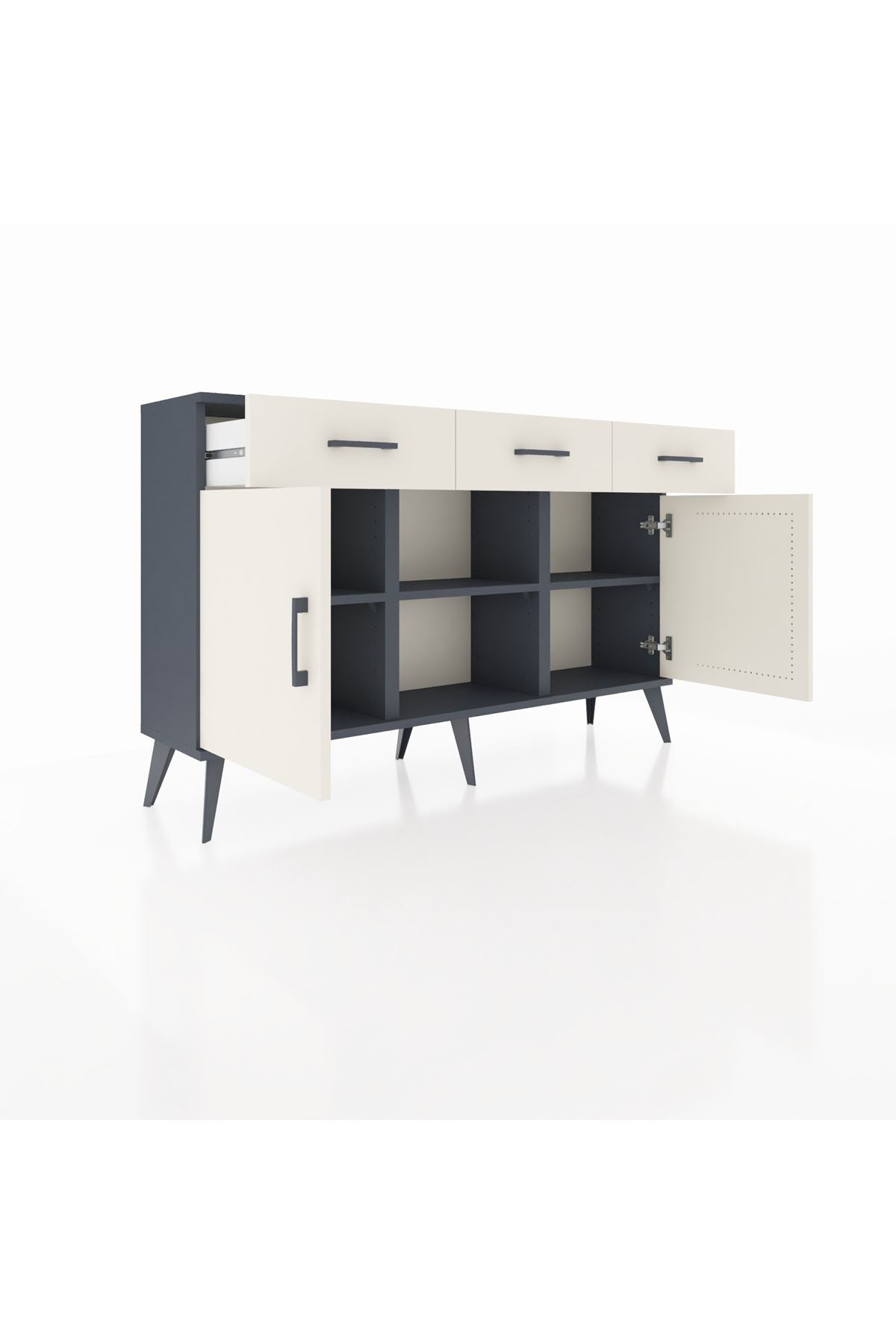 Arges Konsol 3 Raflı 3 Çekmeceli 3 Kapaklı 132x30x83 - S144M022V13A