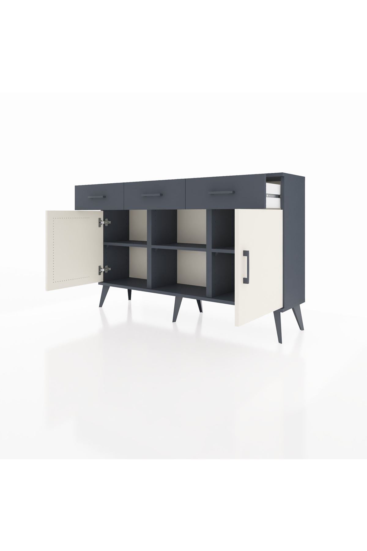 Arges Konsol 3 Raflı 3 Çekmeceli 3 Kapaklı 132x30x83 - S144M022V14A