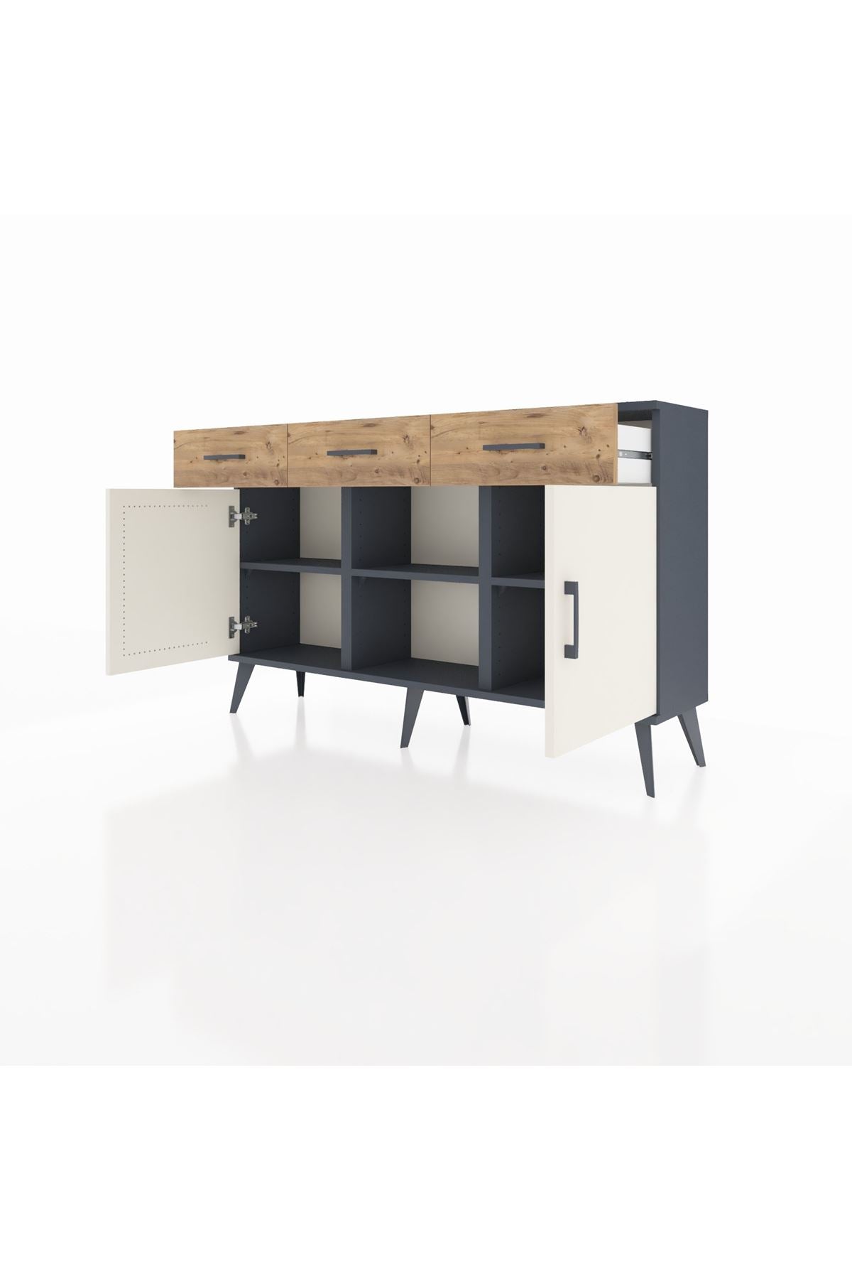 Arges Konsol 3 Raflı 3 Çekmeceli 3 Kapaklı 132x30x83 - S144M022V15A