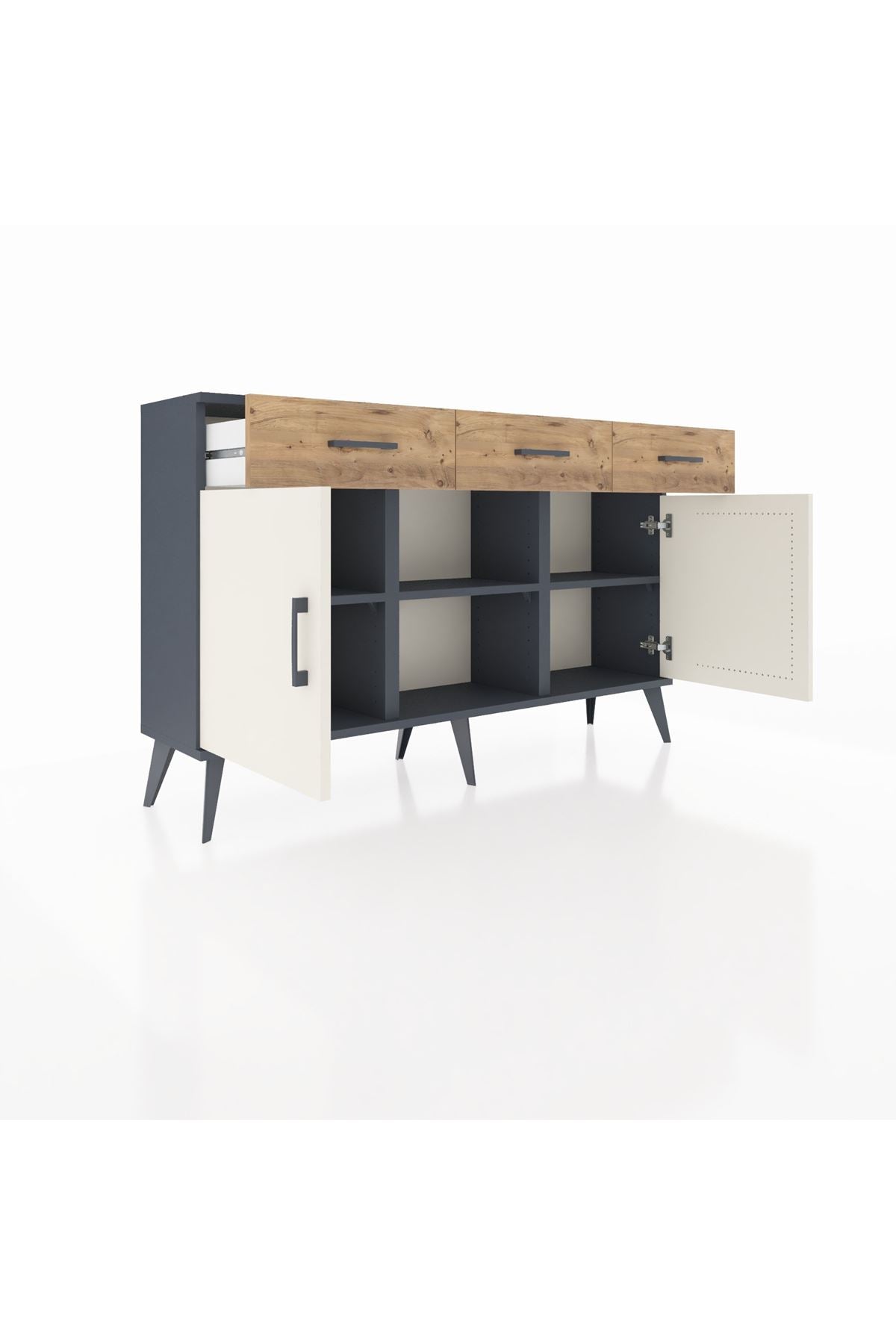 Arges Konsol 3 Raflı 3 Çekmeceli 3 Kapaklı 132x30x83 - S144M022V15A