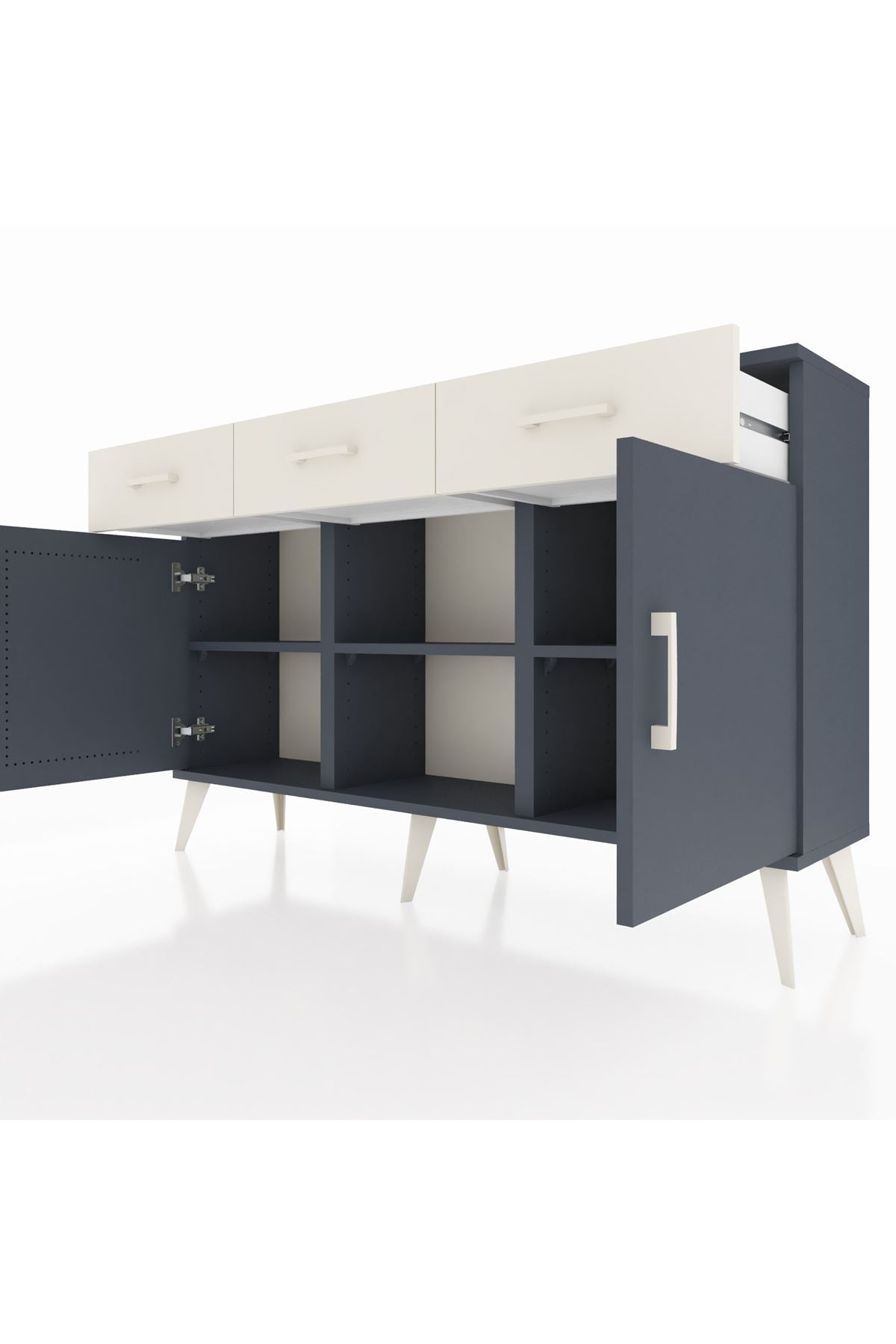 Arges Konsol 3 Raflı 3 Çekmeceli 3 Kapaklı 132x30x83 - S144M022V16A