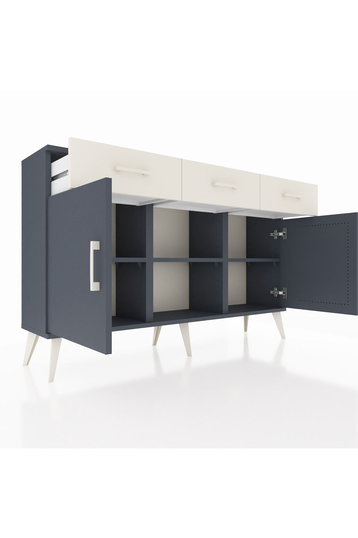 Arges Konsol 3 Raflı 3 Çekmeceli 3 Kapaklı 132x30x83 - S144M022V16A