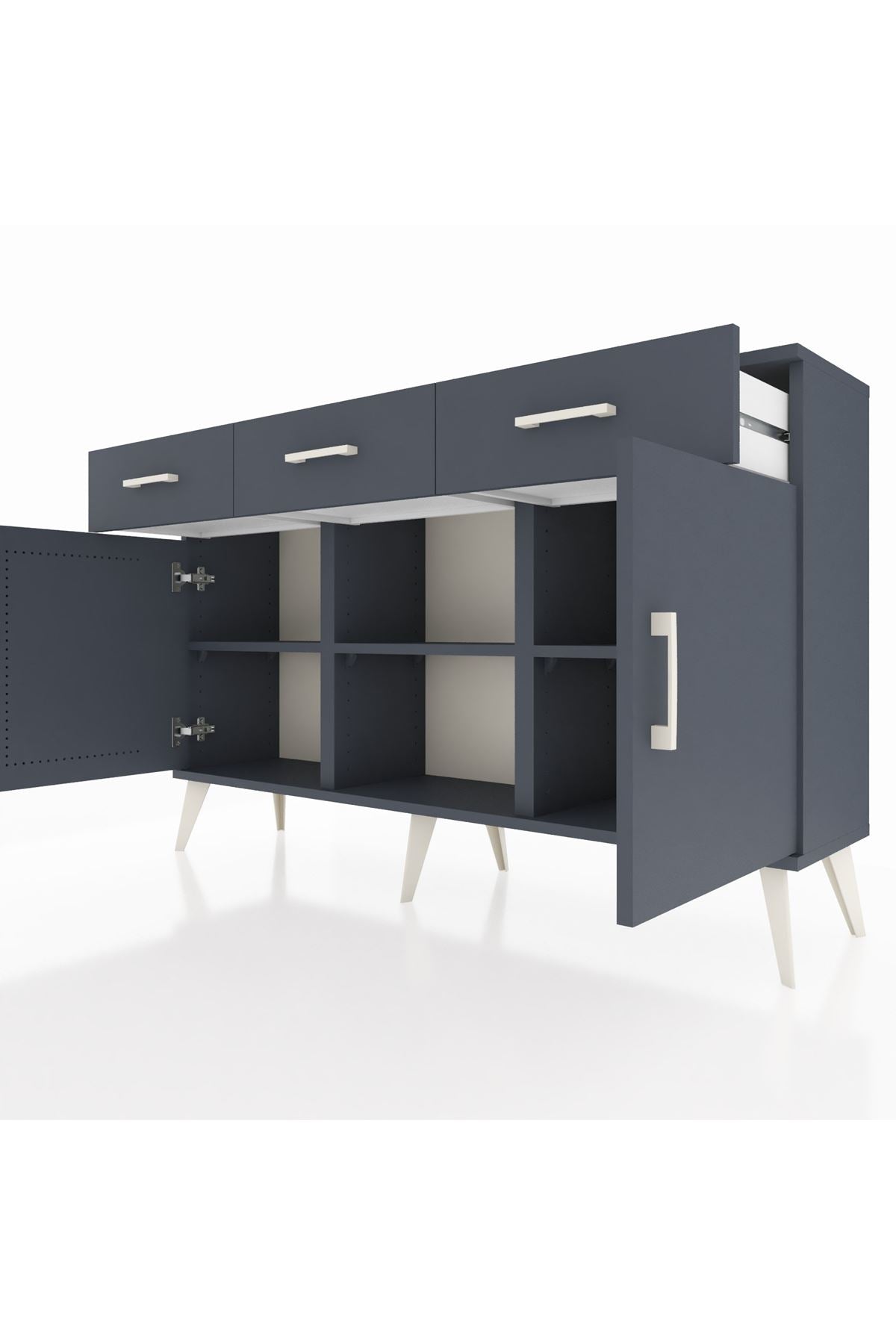 Arges Konsol 3 Raflı 3 Çekmeceli 3 Kapaklı 132x30x83 - S144M022V17A