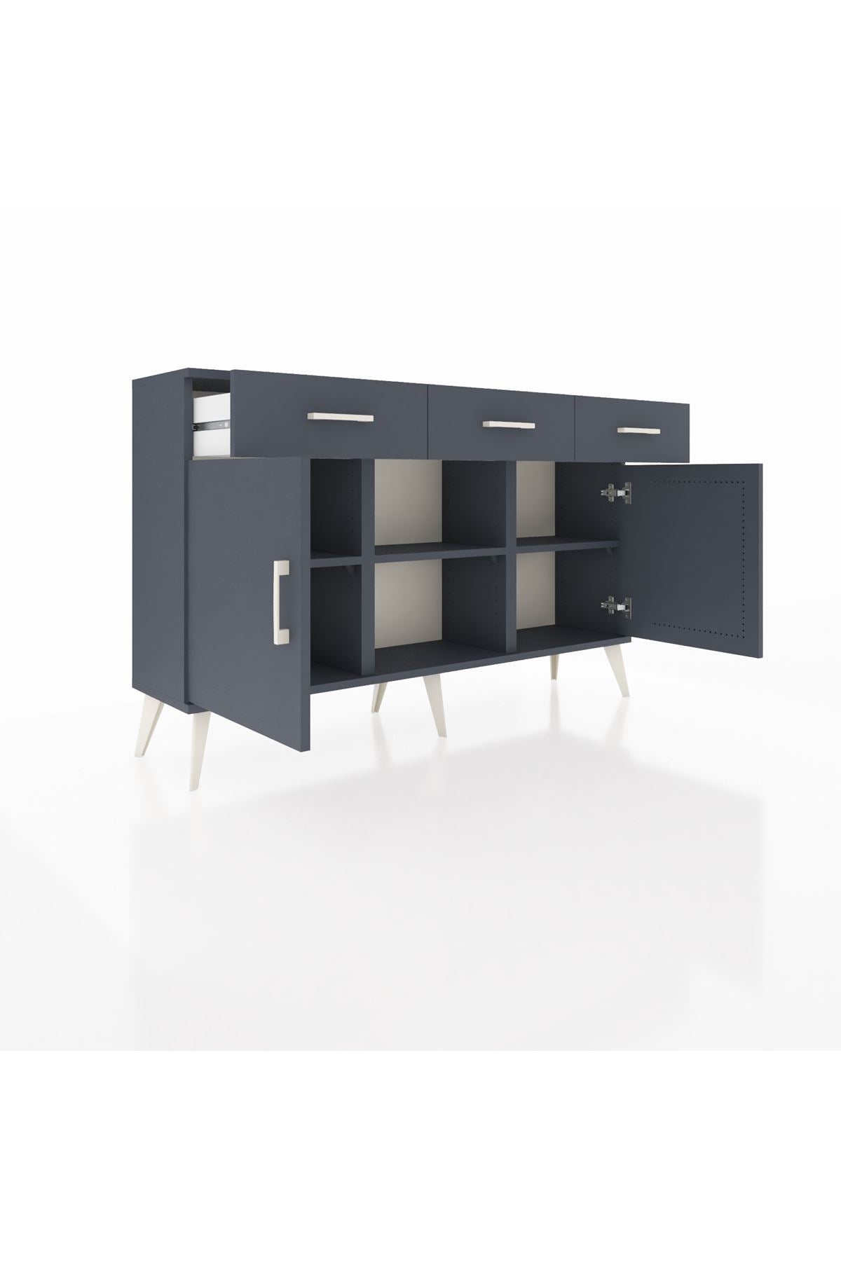 Arges Konsol 3 Raflı 3 Çekmeceli 3 Kapaklı 132x30x83 - S144M022V17A