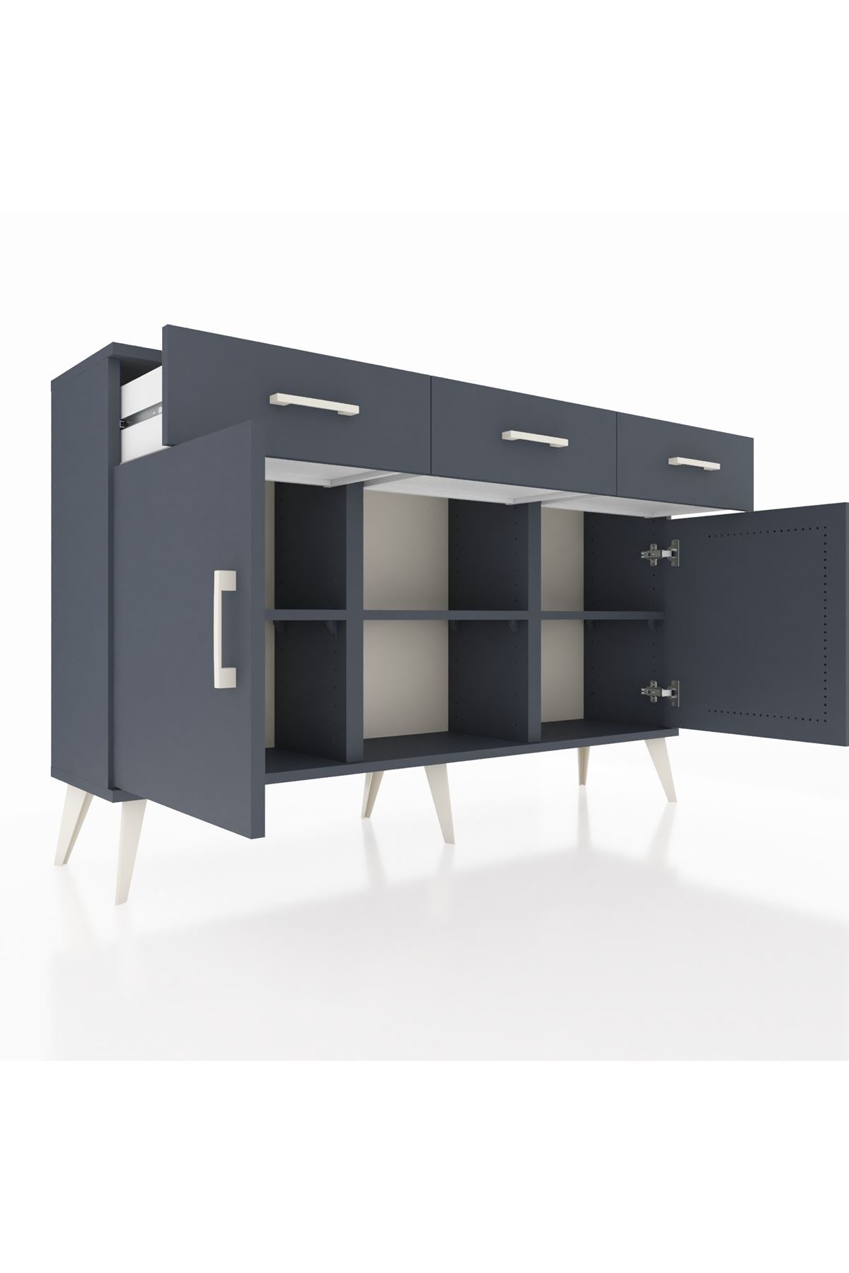 Arges Konsol 3 Raflı 3 Çekmeceli 3 Kapaklı 132x30x83 - S144M022V17A