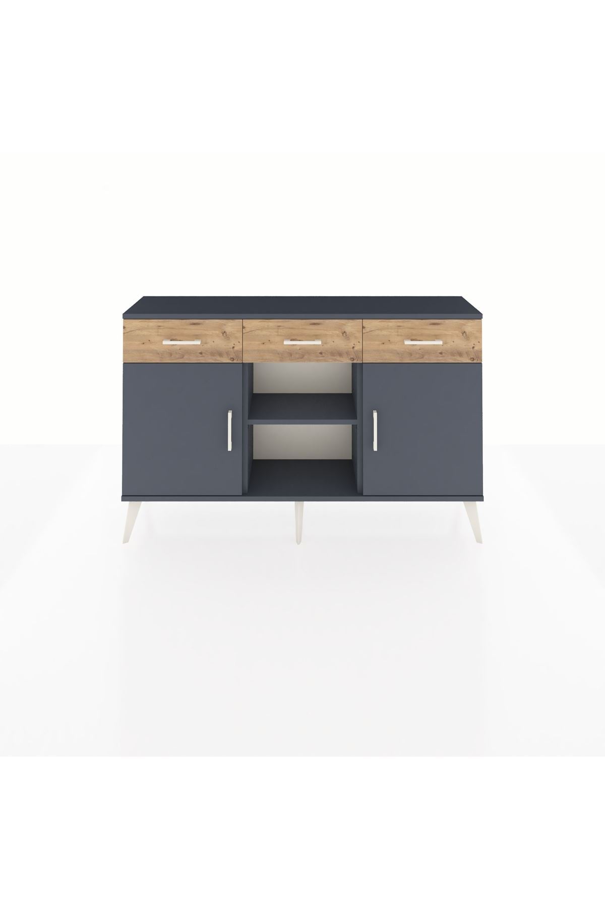 Arges Konsol 3 Raflı 3 Çekmeceli 3 Kapaklı 132x30x83 - S144M022V18A