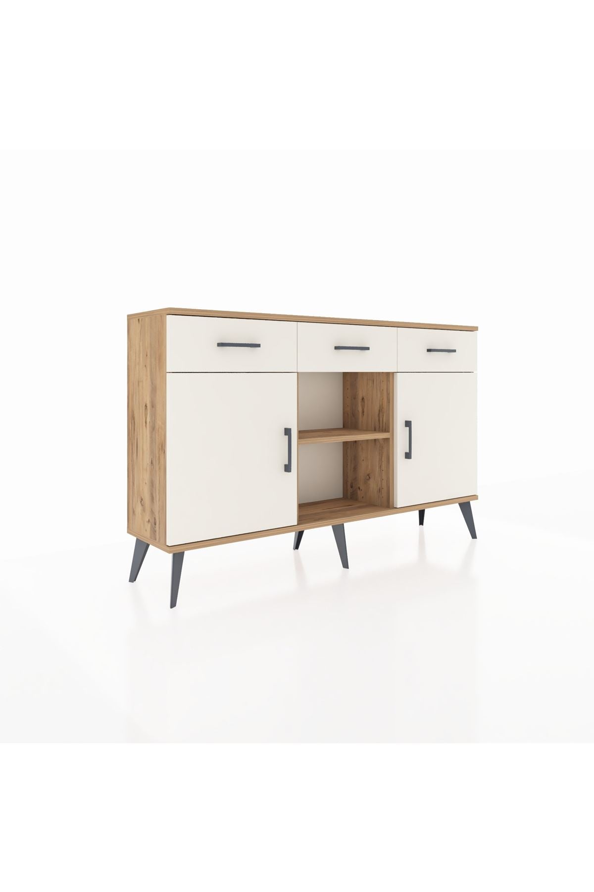 Arges Konsol 3 Raflı 3 Çekmeceli 3 Kapaklı 132x30x83 - S144M022V22A