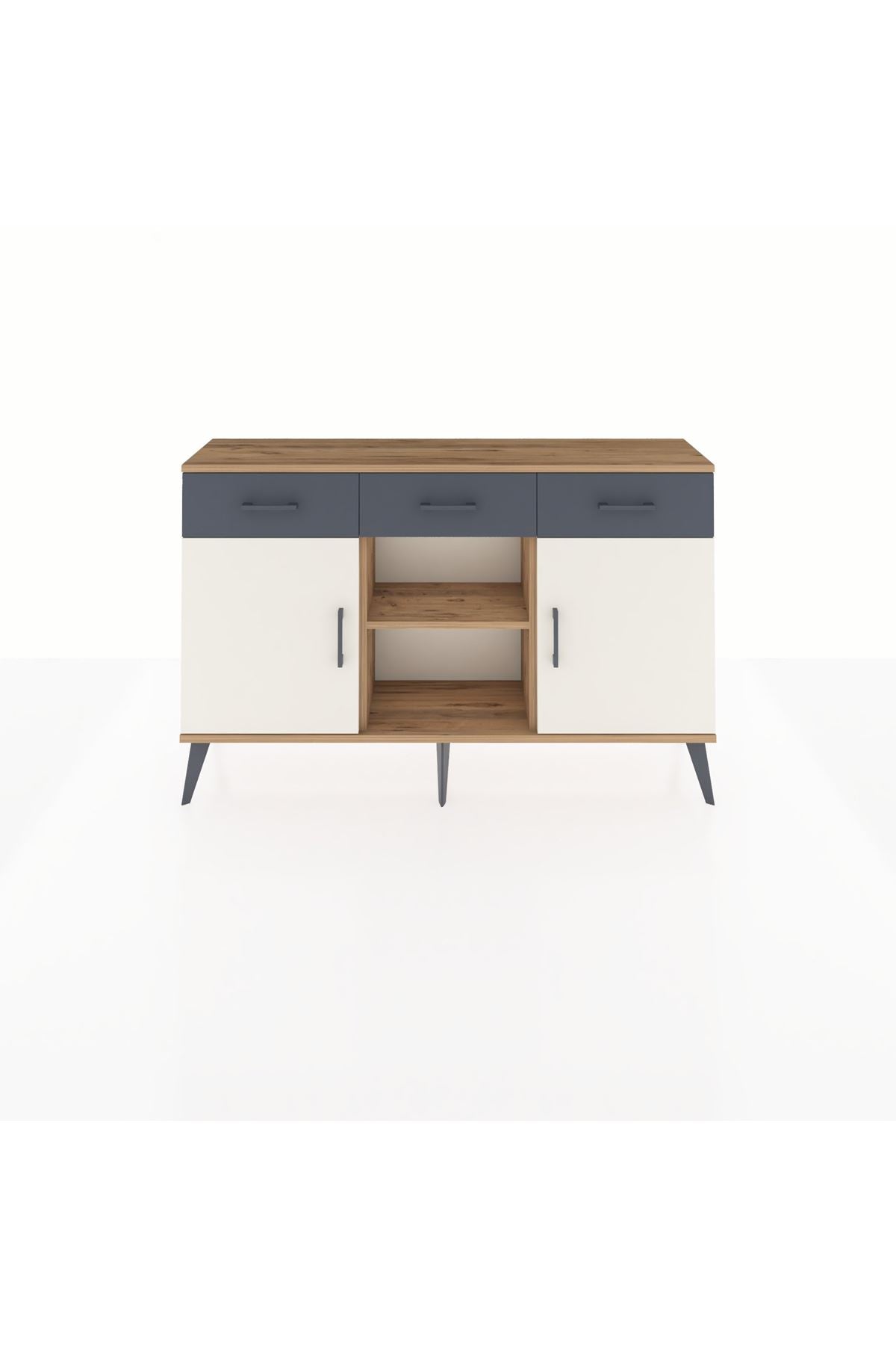 Arges Konsol 3 Raflı 3 Çekmeceli 3 Kapaklı 132x30x83 - S144M022V23A