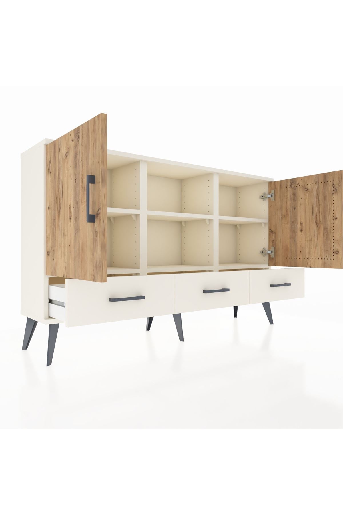 Arges Konsol 6 Raflı 3 Çekmeceli 3 Kapaklı 132x30x83 - S144M023V01A