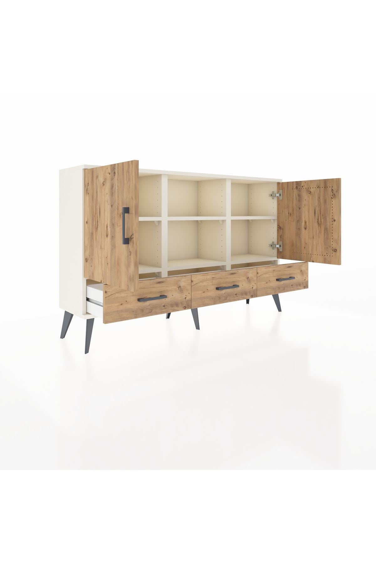 Arges Konsol 6 Raflı 3 Çekmeceli 3 Kapaklı 132x30x83 - S144M023V03A
