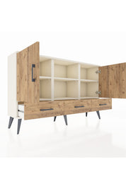 Arges Konsol 6 Raflı 3 Çekmeceli 3 Kapaklı 132x30x83 - S144M023V03A