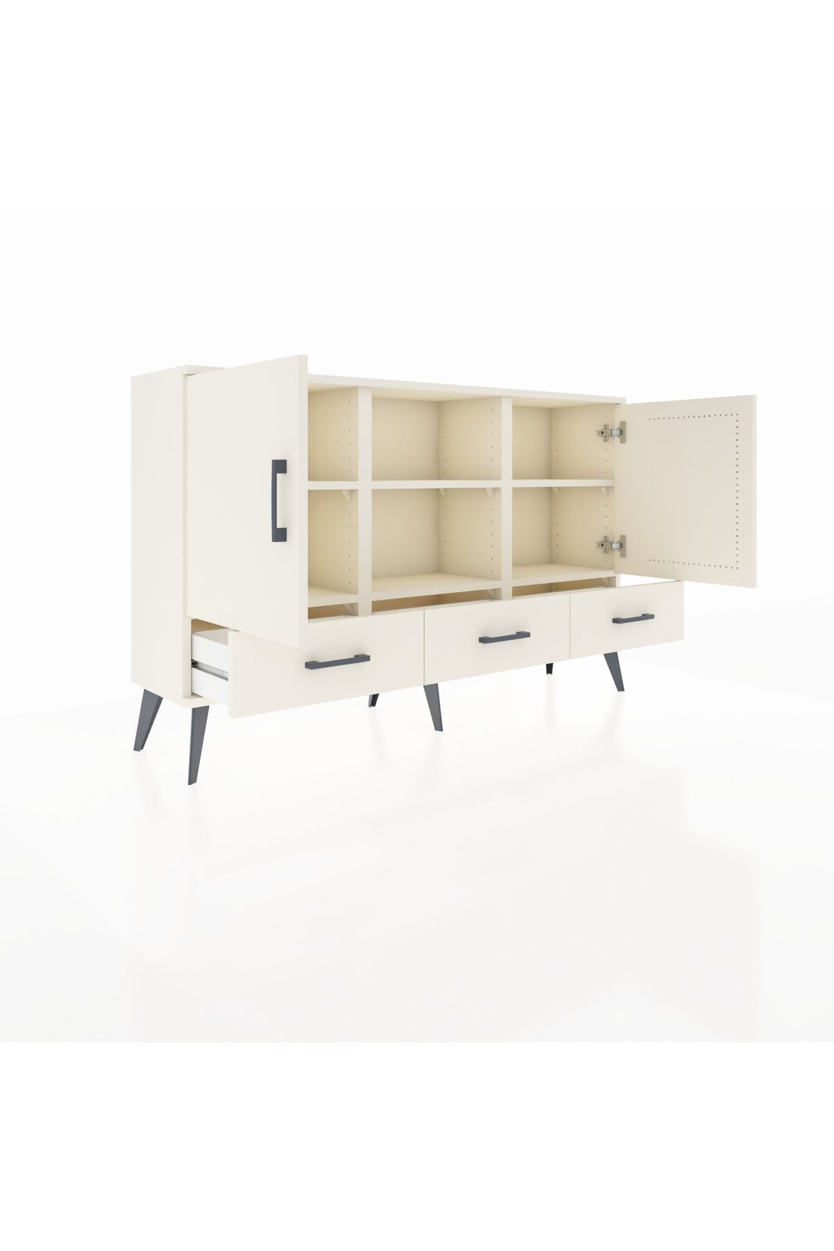 Arges Konsol 6 Raflı 3 Çekmeceli 3 Kapaklı 132x30x83 - S144M023V04A