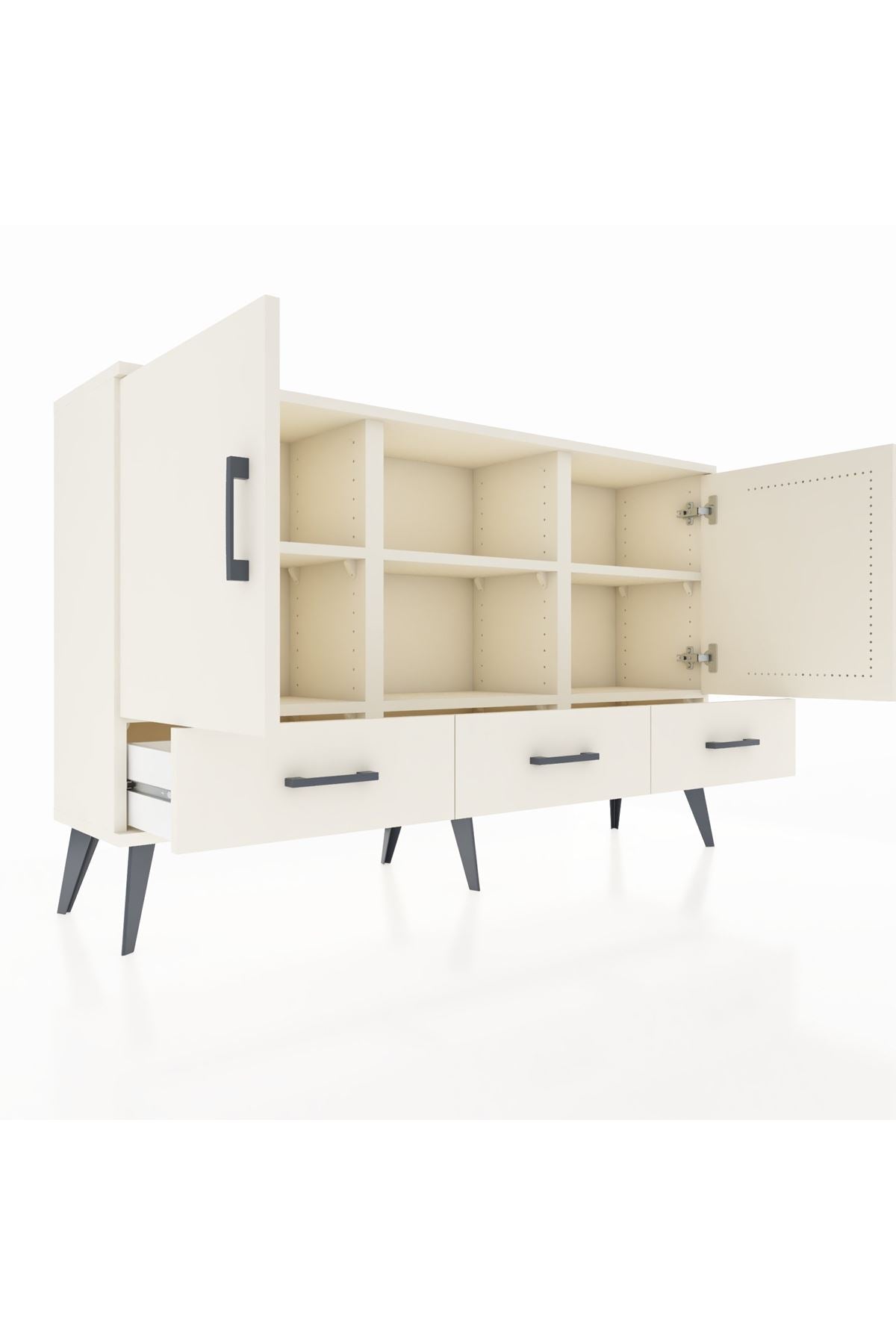 Arges Konsol 6 Raflı 3 Çekmeceli 3 Kapaklı 132x30x83 - S144M023V04A