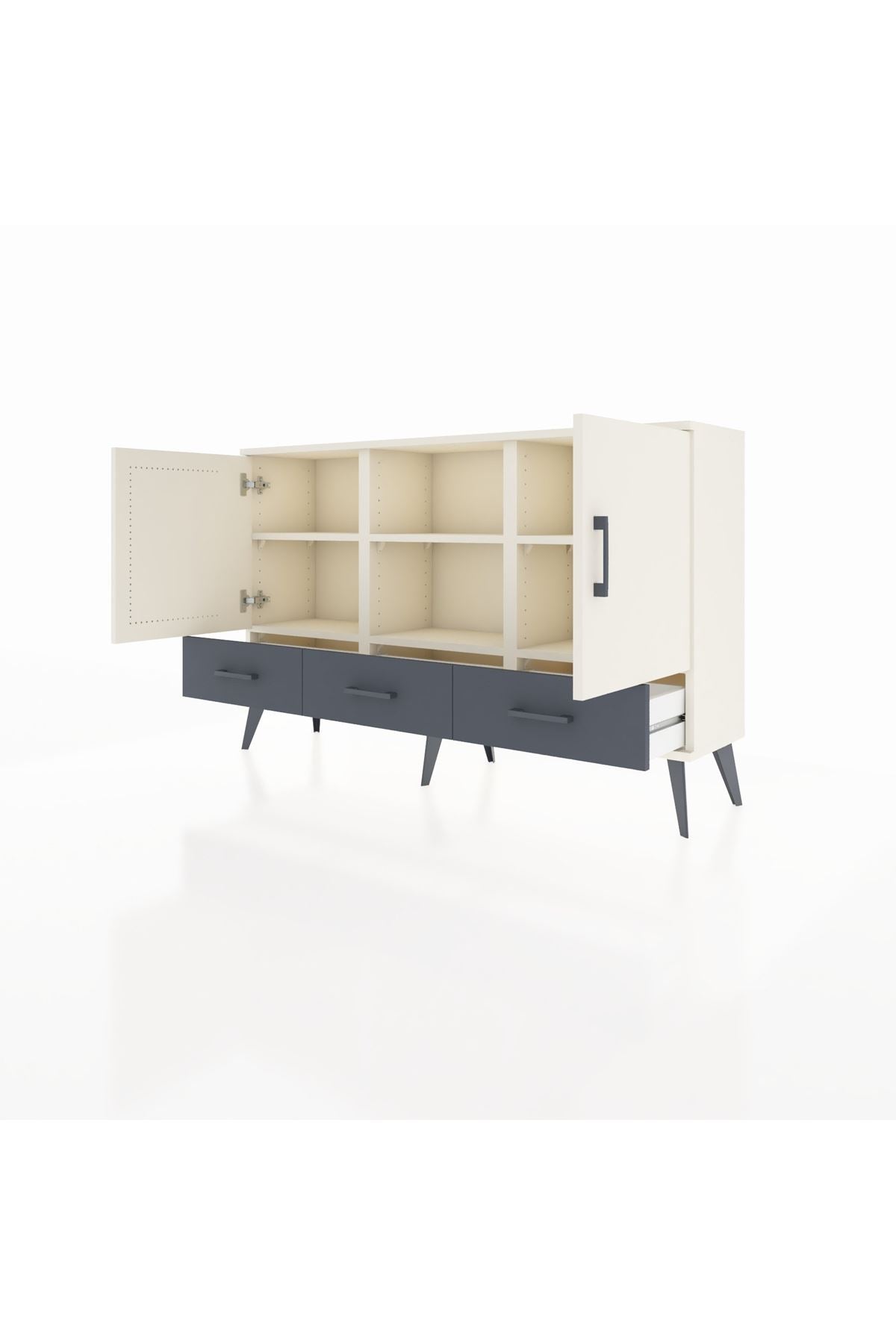 Arges Konsol 6 Raflı 3 Çekmeceli 3 Kapaklı 132x30x83 - S144M023V05A