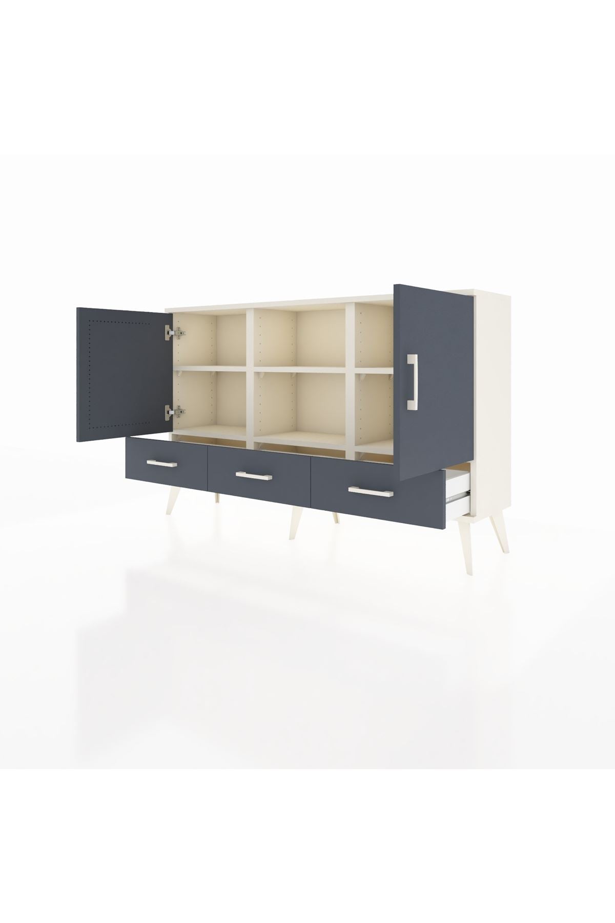 Arges Konsol 6 Raflı 3 Çekmeceli 3 Kapaklı 132x30x83 - S144M023V08A