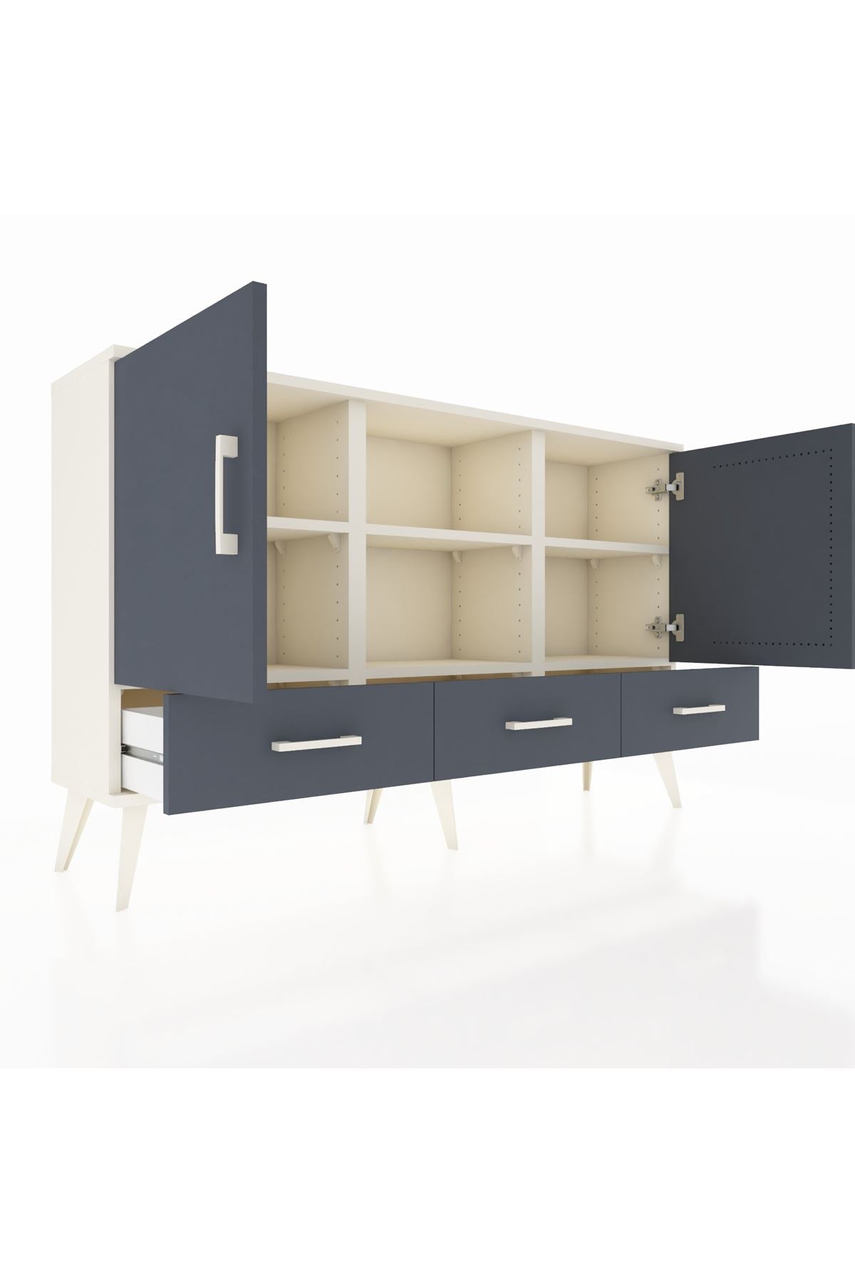 Arges Konsol 6 Raflı 3 Çekmeceli 3 Kapaklı 132x30x83 - S144M023V08A