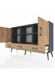 Arges Konsol 6 Raflı 3 Çekmeceli 3 Kapaklı 132x30x83 - S144M023V12A