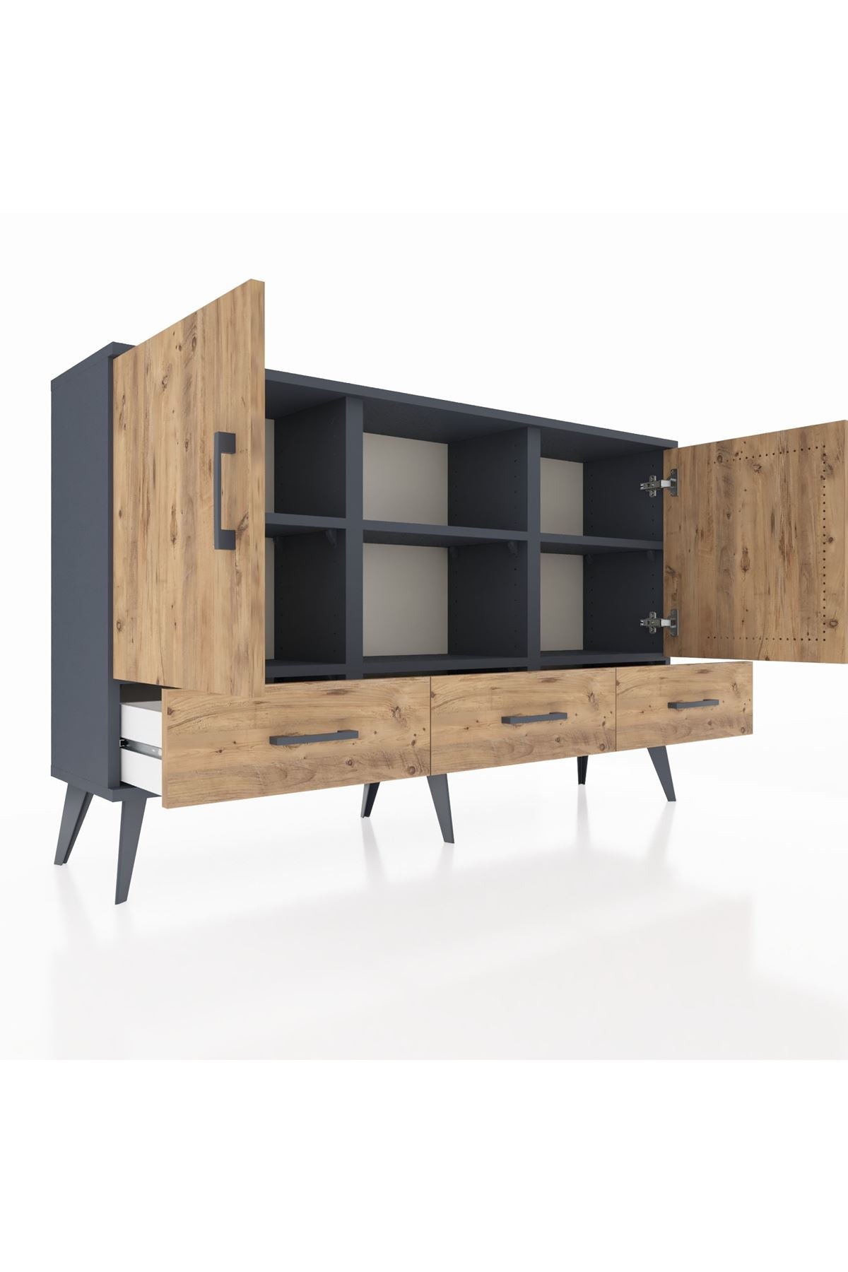 Arges Konsol 6 Raflı 3 Çekmeceli 3 Kapaklı 132x30x83 - S144M023V12A