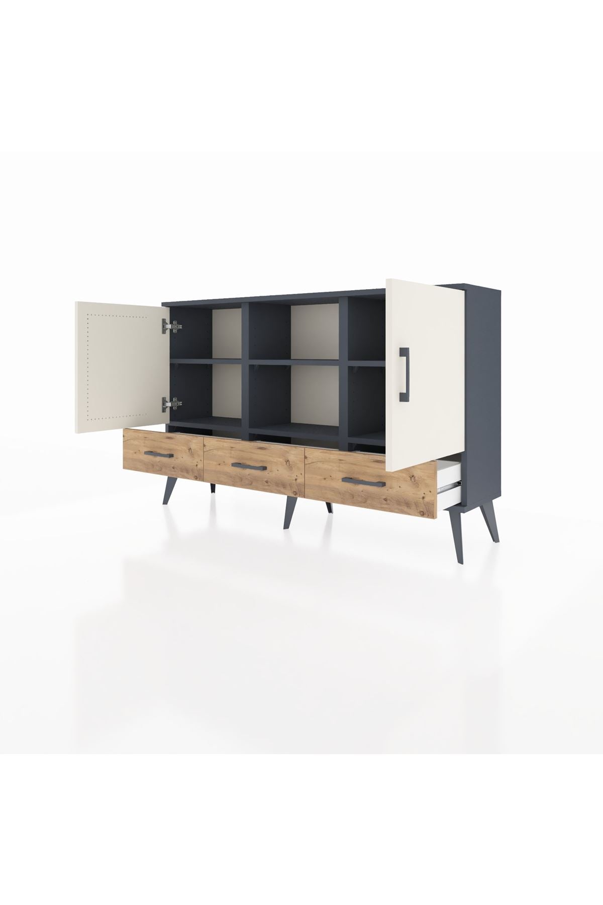 Arges Konsol 6 Raflı 3 Çekmeceli 3 Kapaklı 132x30x83 - S144M023V15A