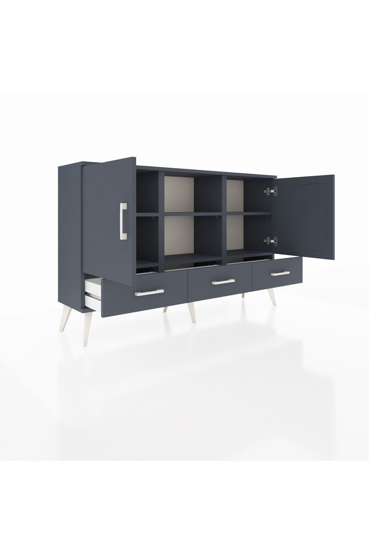 Arges Konsol 6 Raflı 3 Çekmeceli 3 Kapaklı 132x30x83 - S144M023V17A