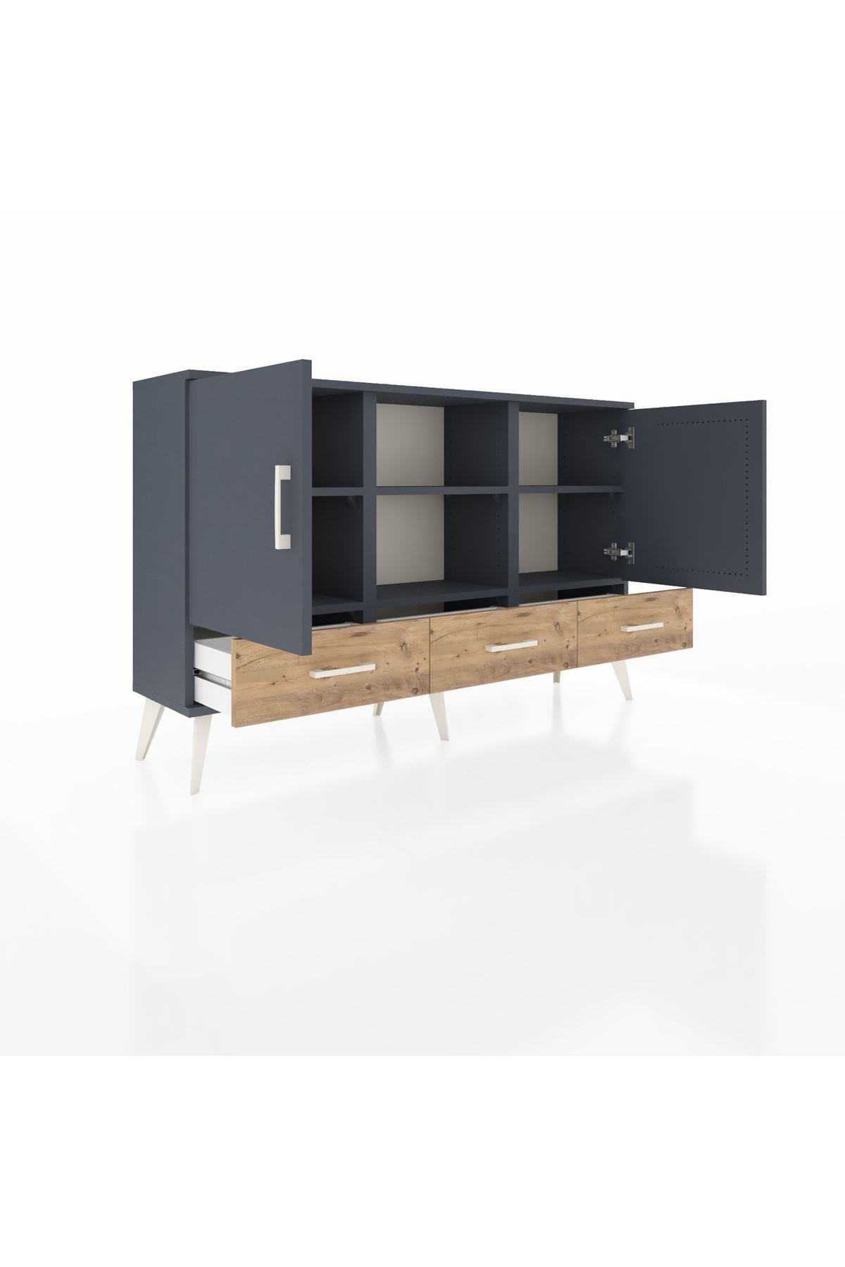 Arges Konsol 6 Raflı 3 Çekmeceli 3 Kapaklı 132x30x83 - S144M023V18A
