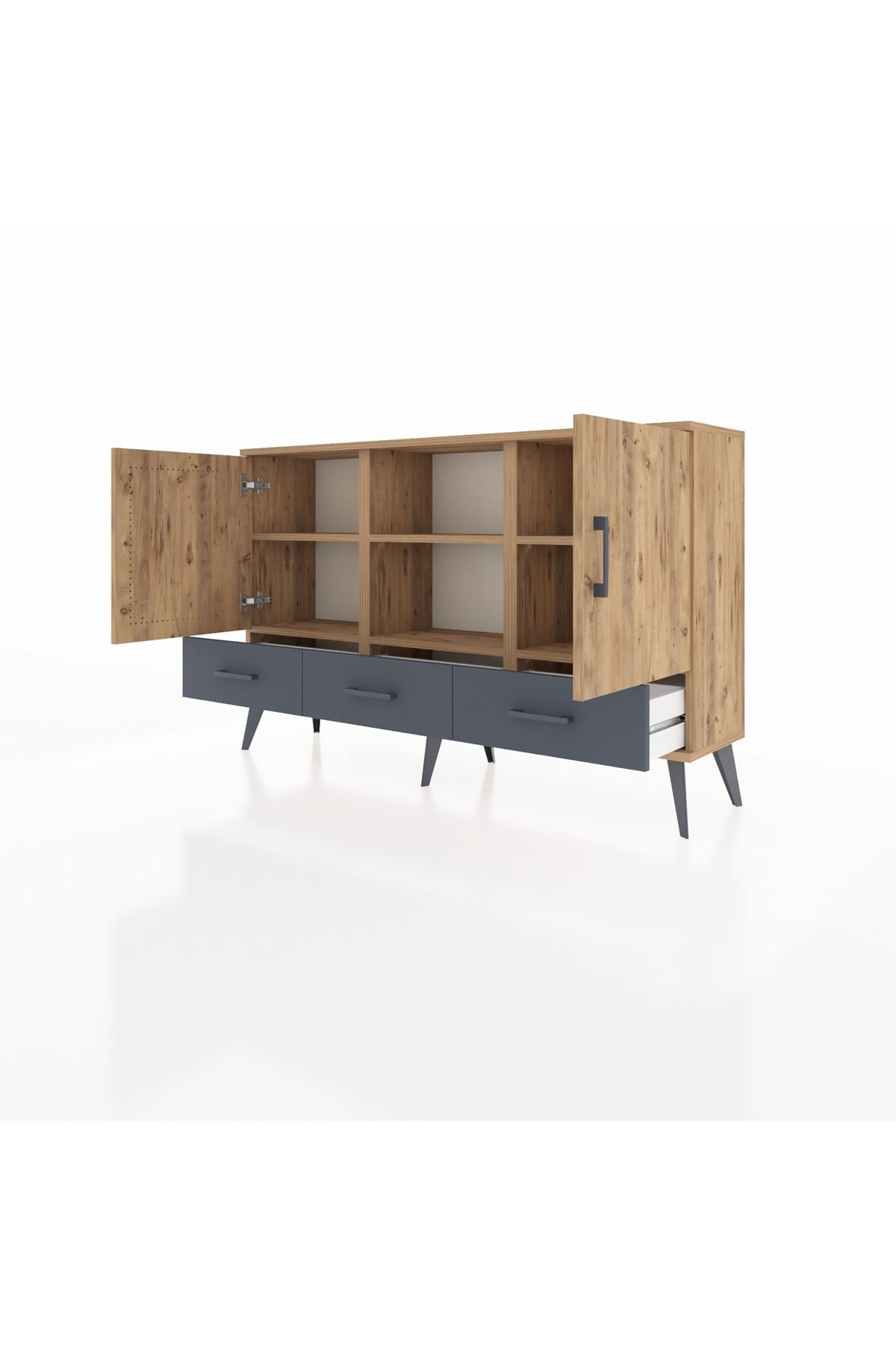 Arges Konsol 6 Raflı 3 Çekmeceli 3 Kapaklı 132x30x83 - S144M023V20A