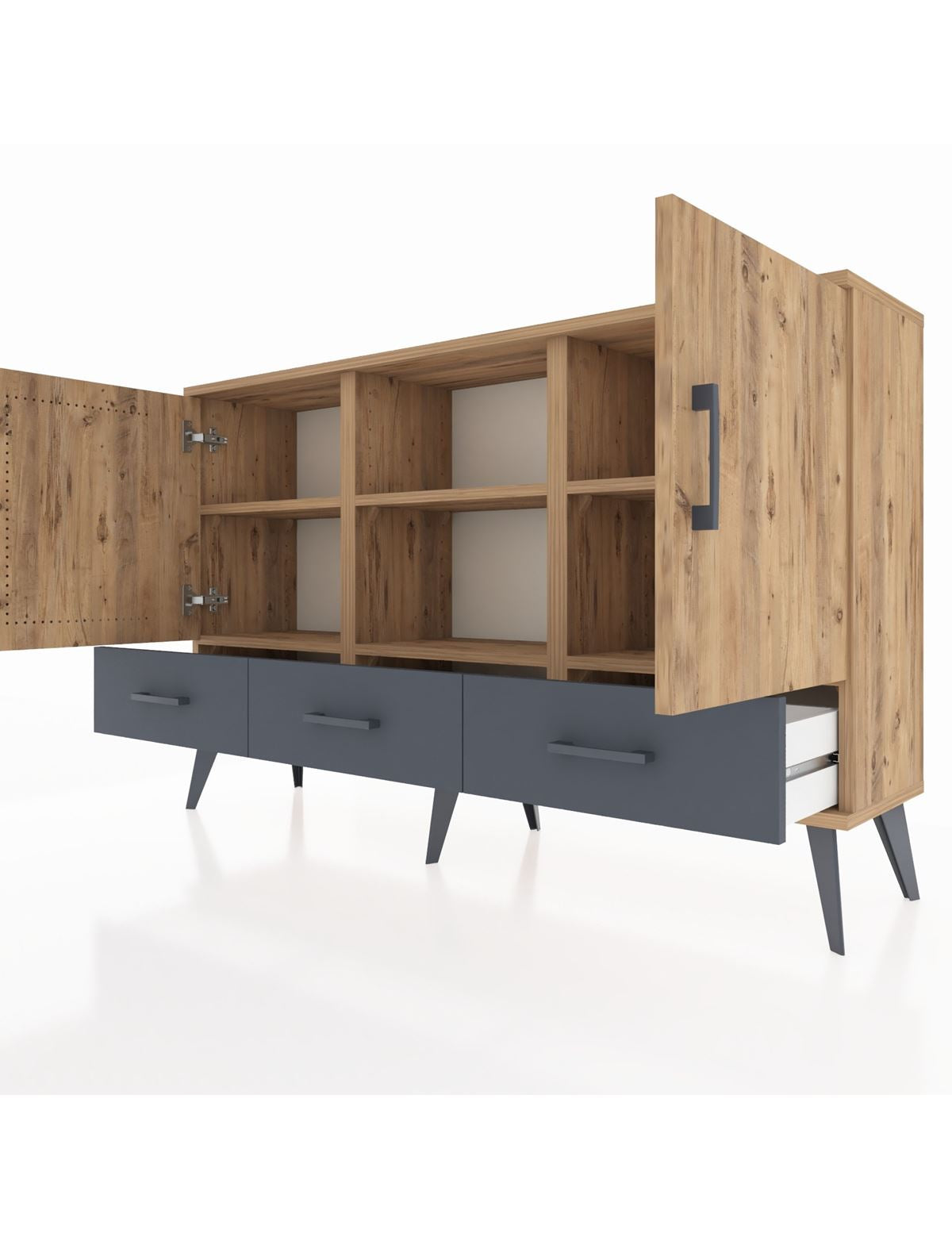 Arges Konsol 6 Raflı 3 Çekmeceli 3 Kapaklı 132x30x83 - S144M023V20A