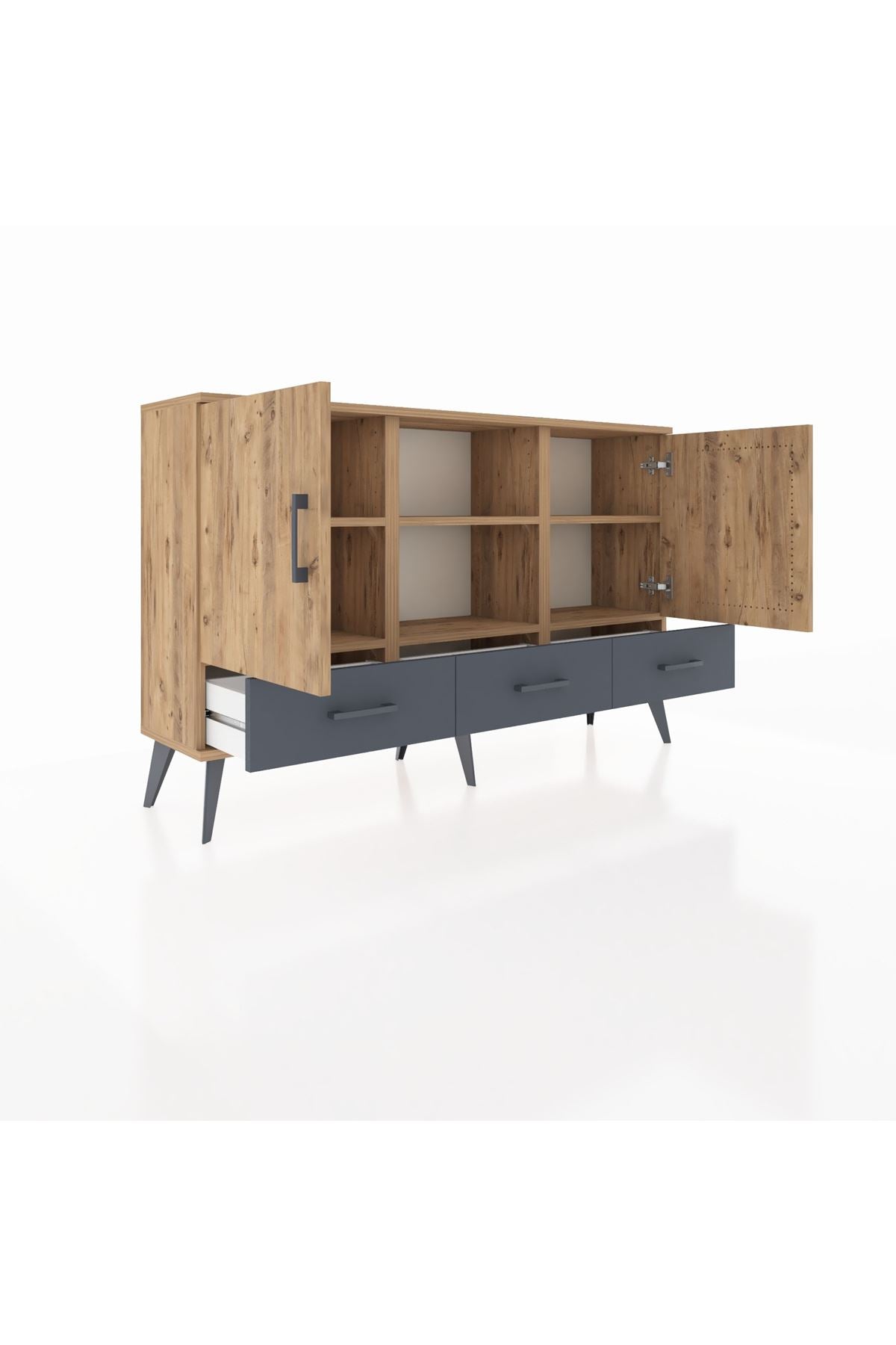 Arges Konsol 6 Raflı 3 Çekmeceli 3 Kapaklı 132x30x83 - S144M023V20A