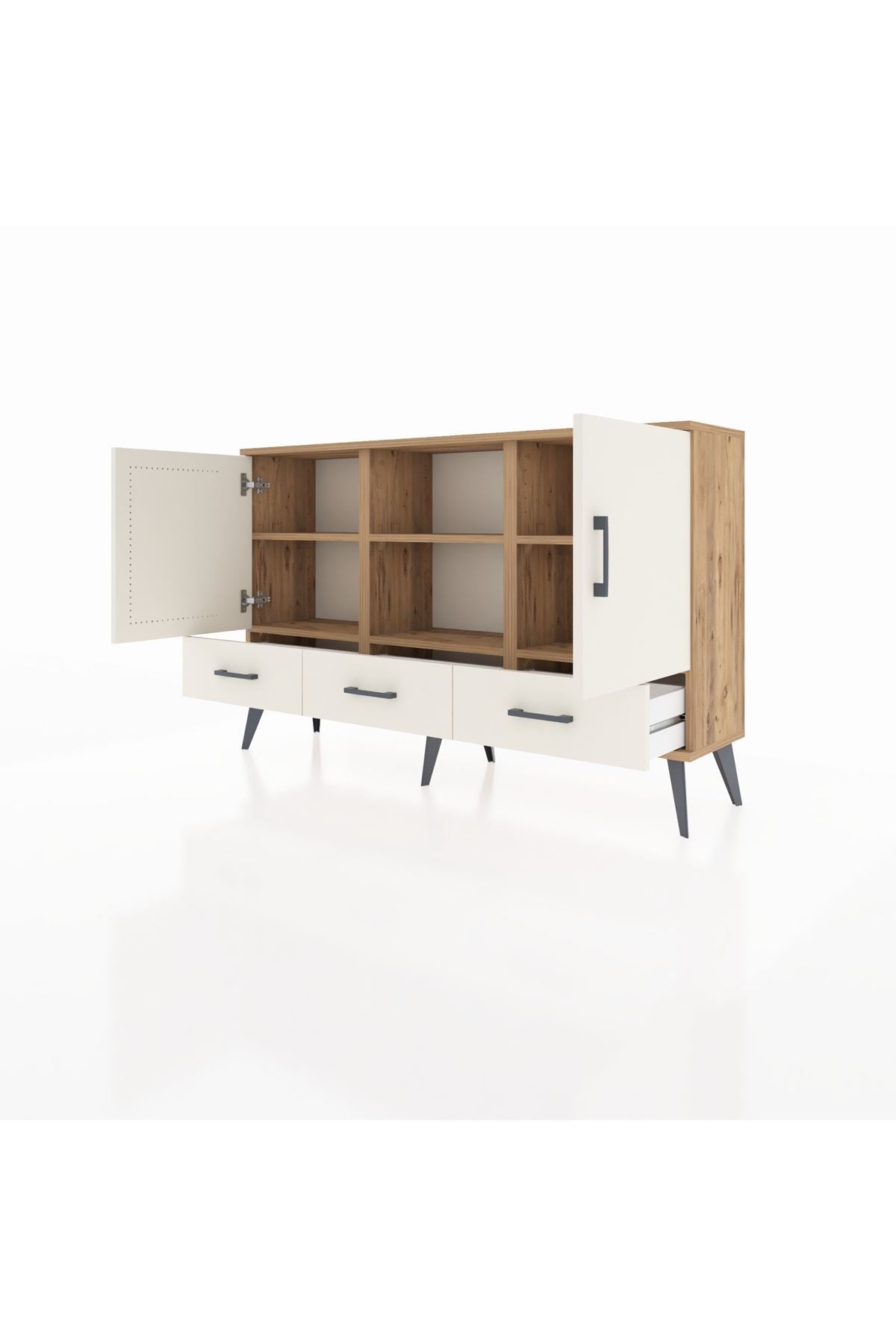 Arges Konsol 6 Raflı 3 Çekmeceli 3 Kapaklı 132x30x83 - S144M023V22A