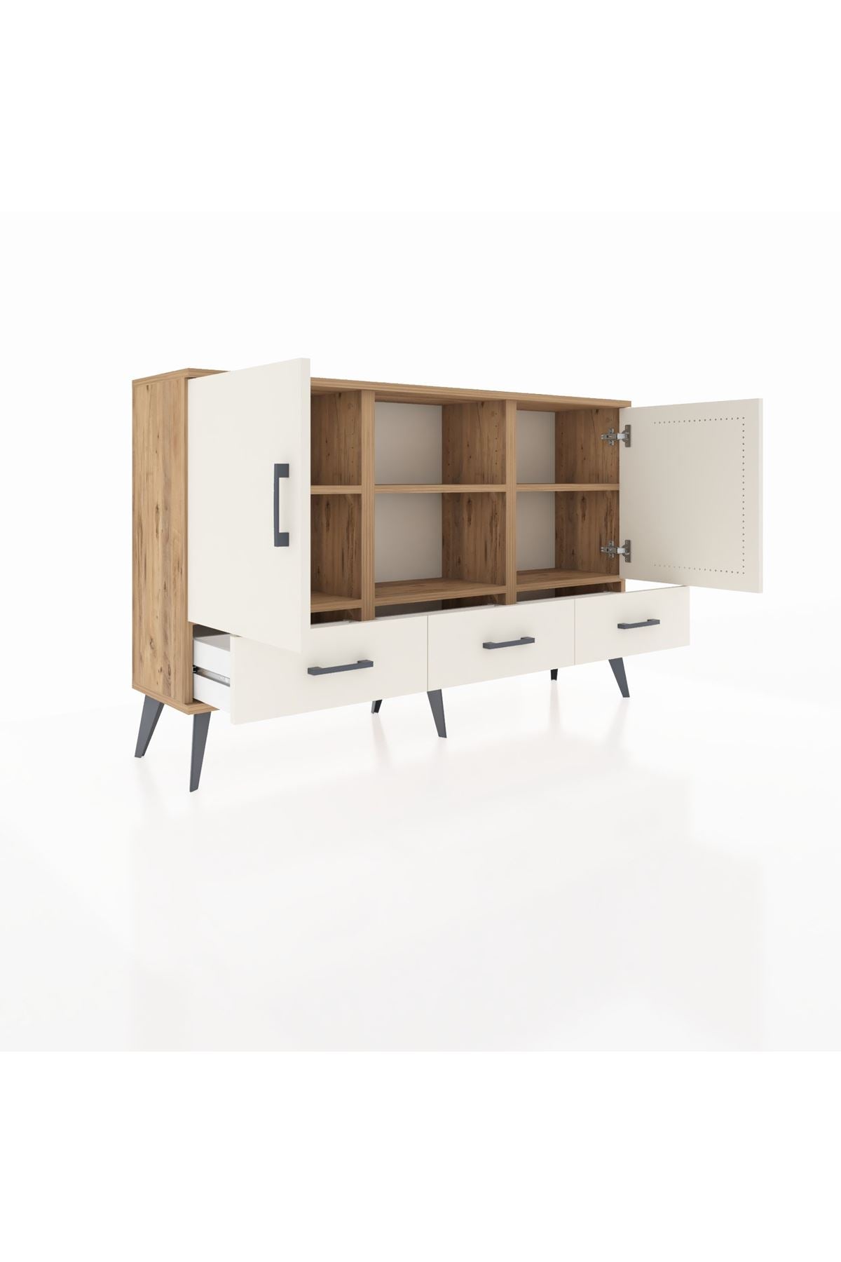 Arges Konsol 6 Raflı 3 Çekmeceli 3 Kapaklı 132x30x83 - S144M023V22A