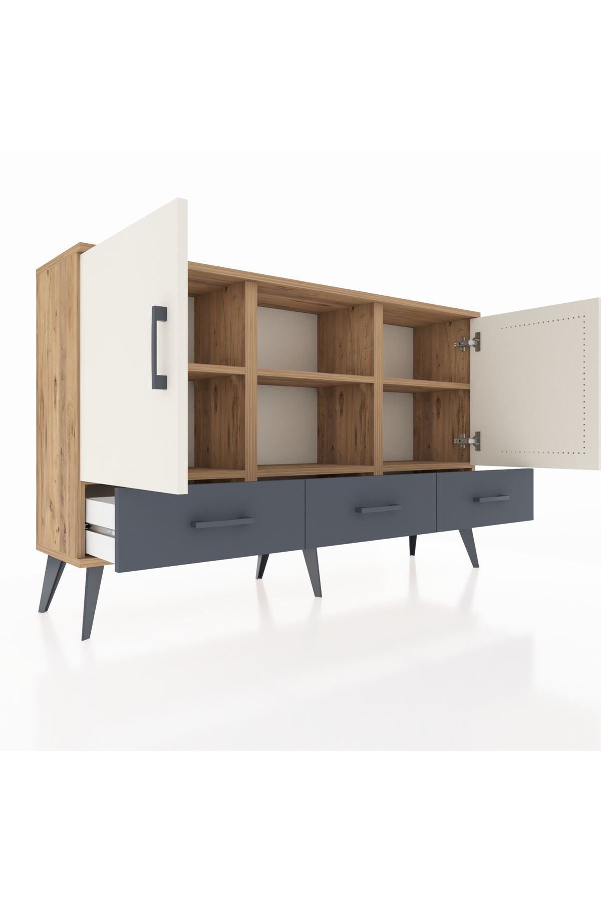Arges Konsol 6 Raflı 3 Çekmeceli 3 Kapaklı 132x30x83 - S144M023V23A