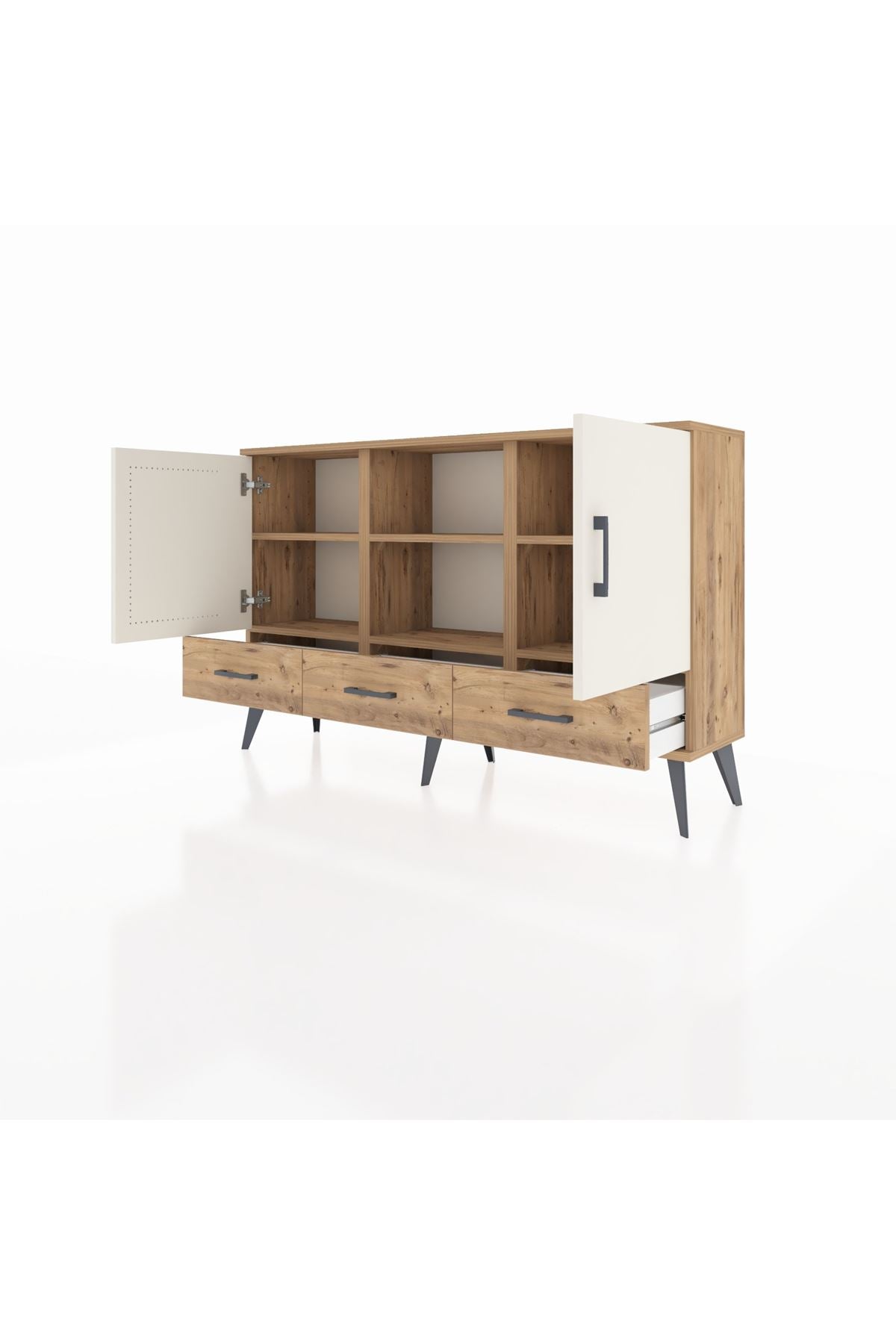 Arges Konsol 6 Raflı 3 Çekmeceli 3 Kapaklı 132x30x83 - S144M023V24A