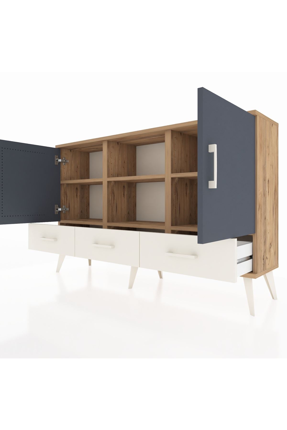 Arges Konsol 6 Raflı 3 Çekmeceli 3 Kapaklı 132x30x83 - S144M023V25A