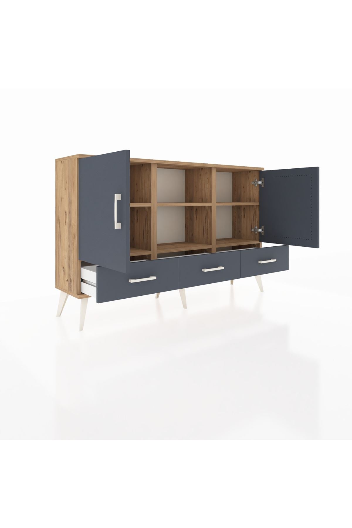 Arges Konsol 6 Raflı 3 Çekmeceli 3 Kapaklı 132x30x83 - S144M023V26A